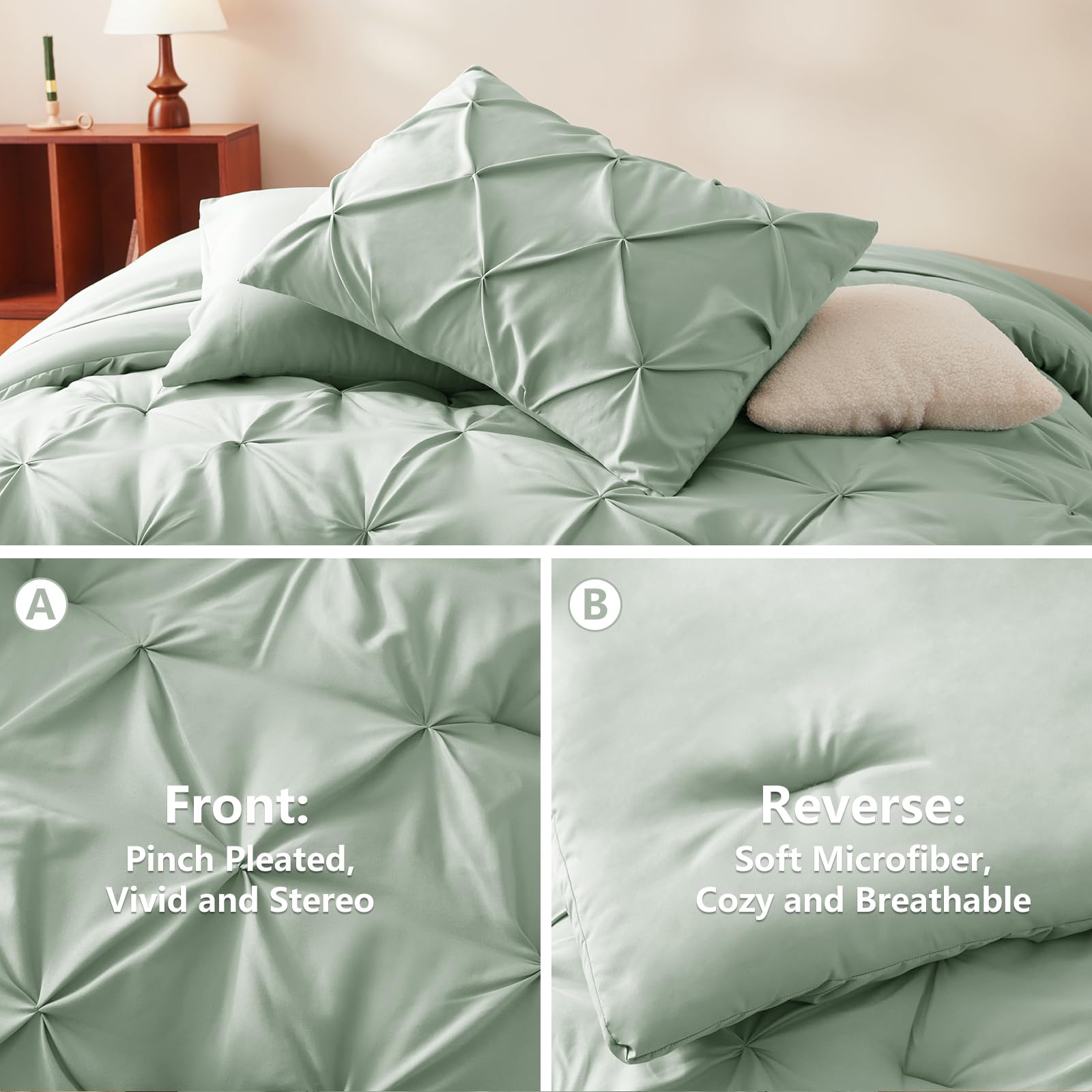 Foto 4 pulgar | Edredón King Size con Fundas de Almohada CozyLux Verde 7 Piezas - Venta Internacional