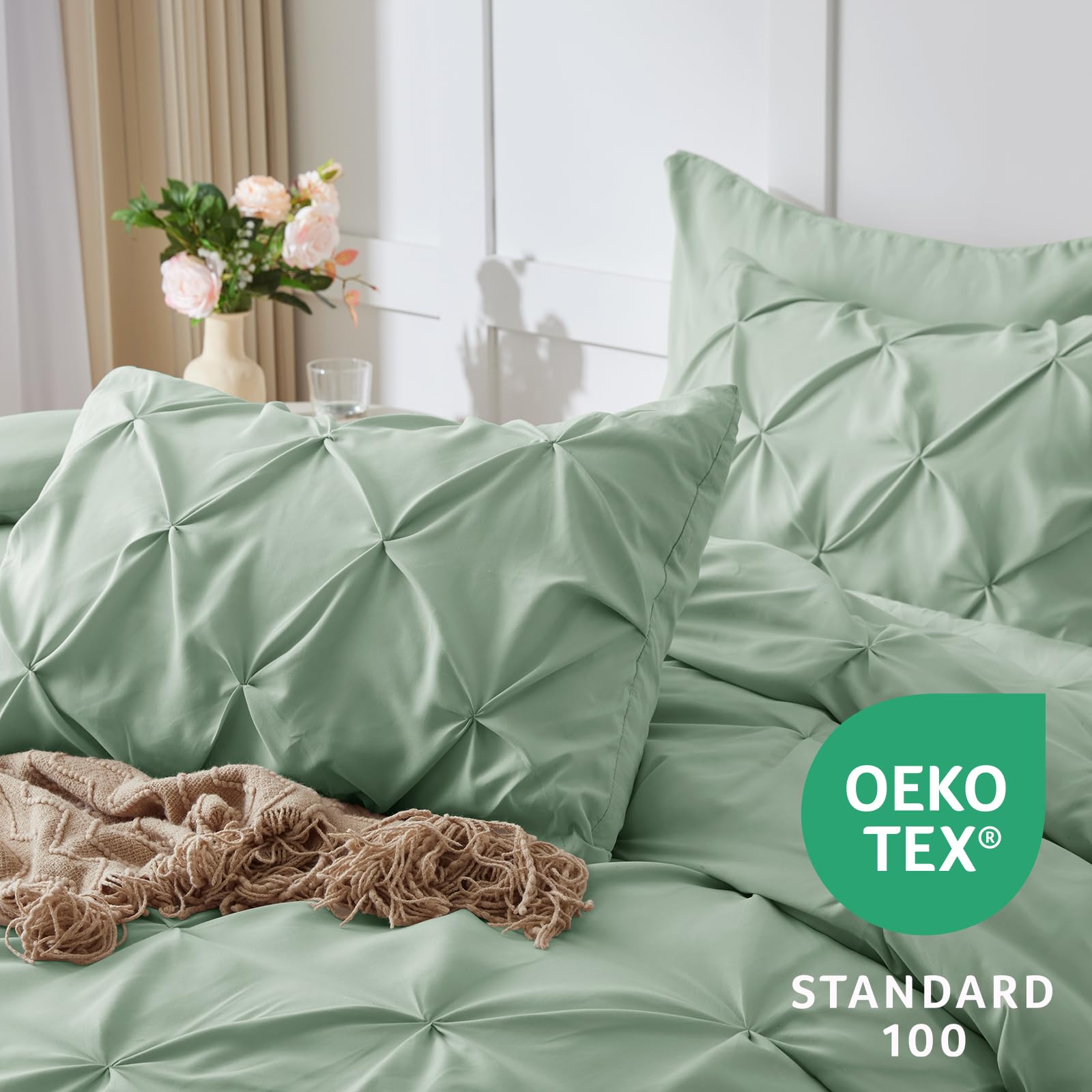 Foto 5 pulgar | Edredón King Size con Fundas de Almohada CozyLux Verde 7 Piezas - Venta Internacional