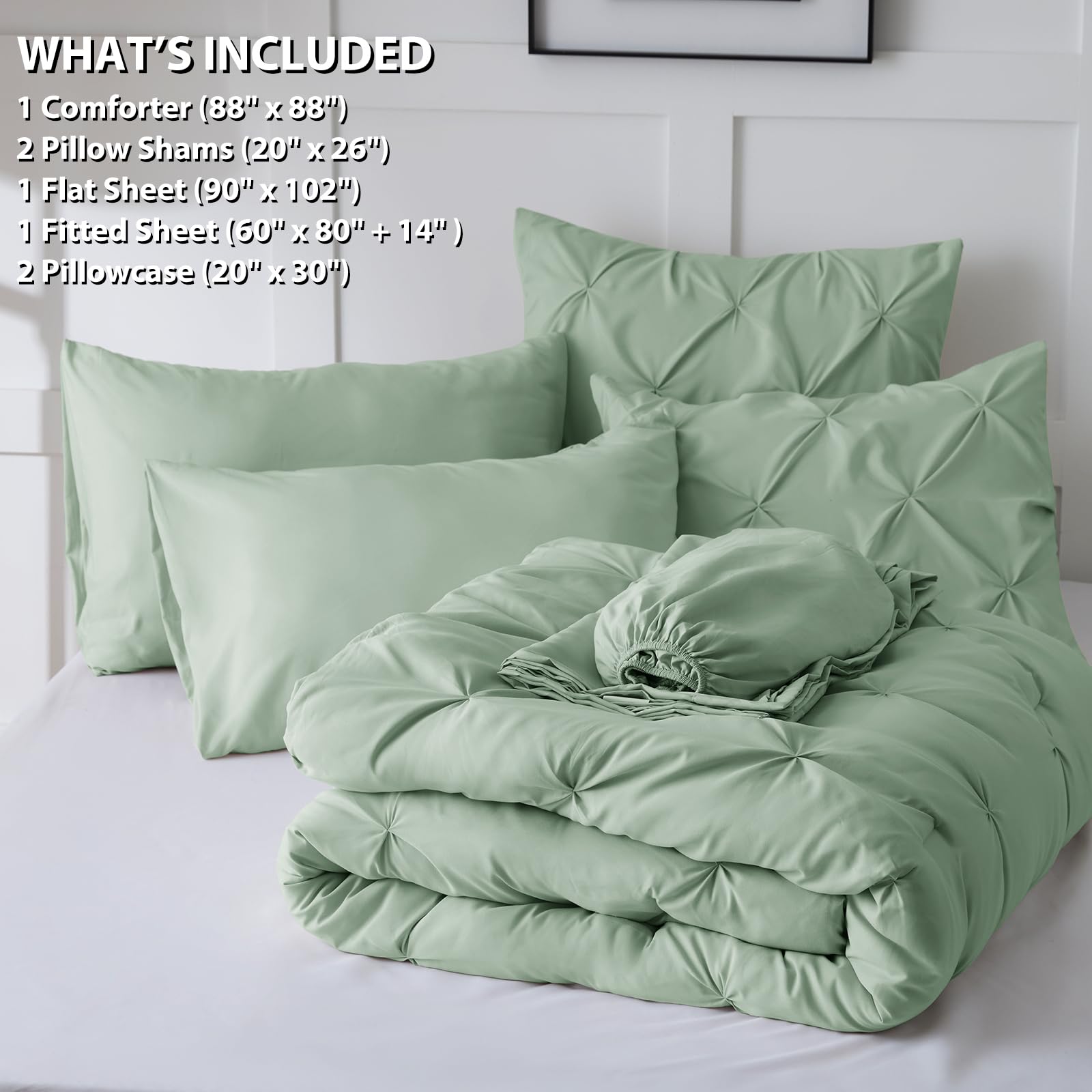 Foto 6 pulgar | Edredón King Size con Fundas de Almohada CozyLux Verde 7 Piezas - Venta Internacional