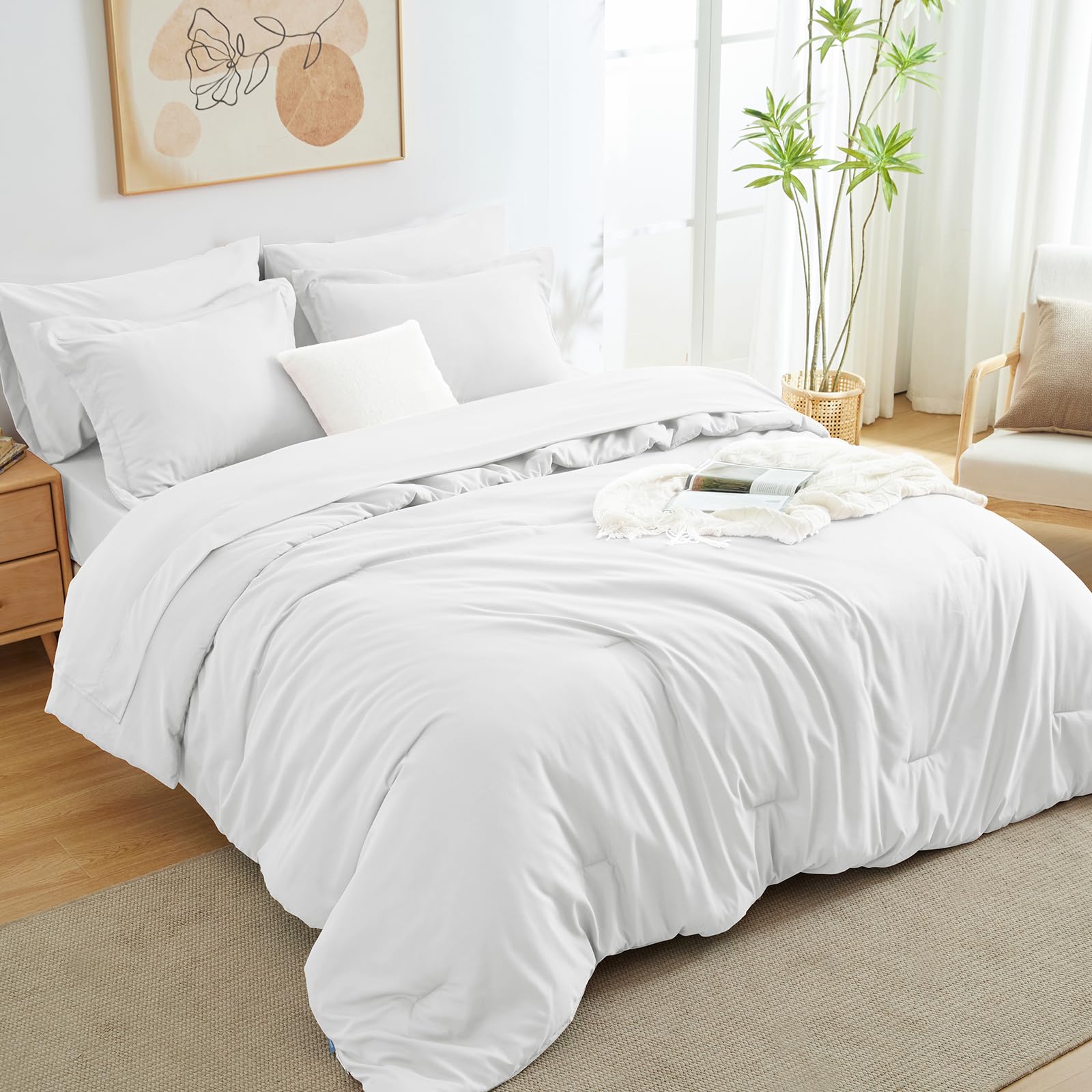 Foto 2 pulgar | Edredón Queen Size con Fundas de Almohada CozyLux Blanco 7 Piezas - Venta Internacional