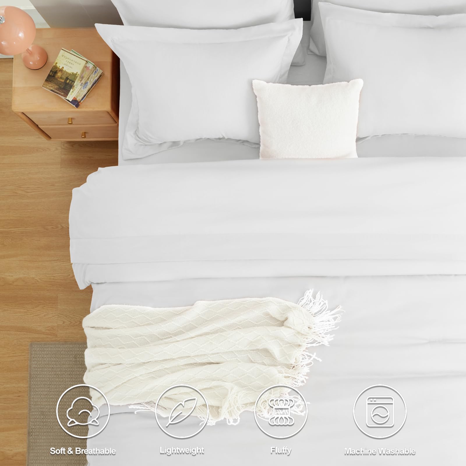 Foto 3 pulgar | Edredón Queen Size con Fundas de Almohada CozyLux Blanco 7 Piezas - Venta Internacional