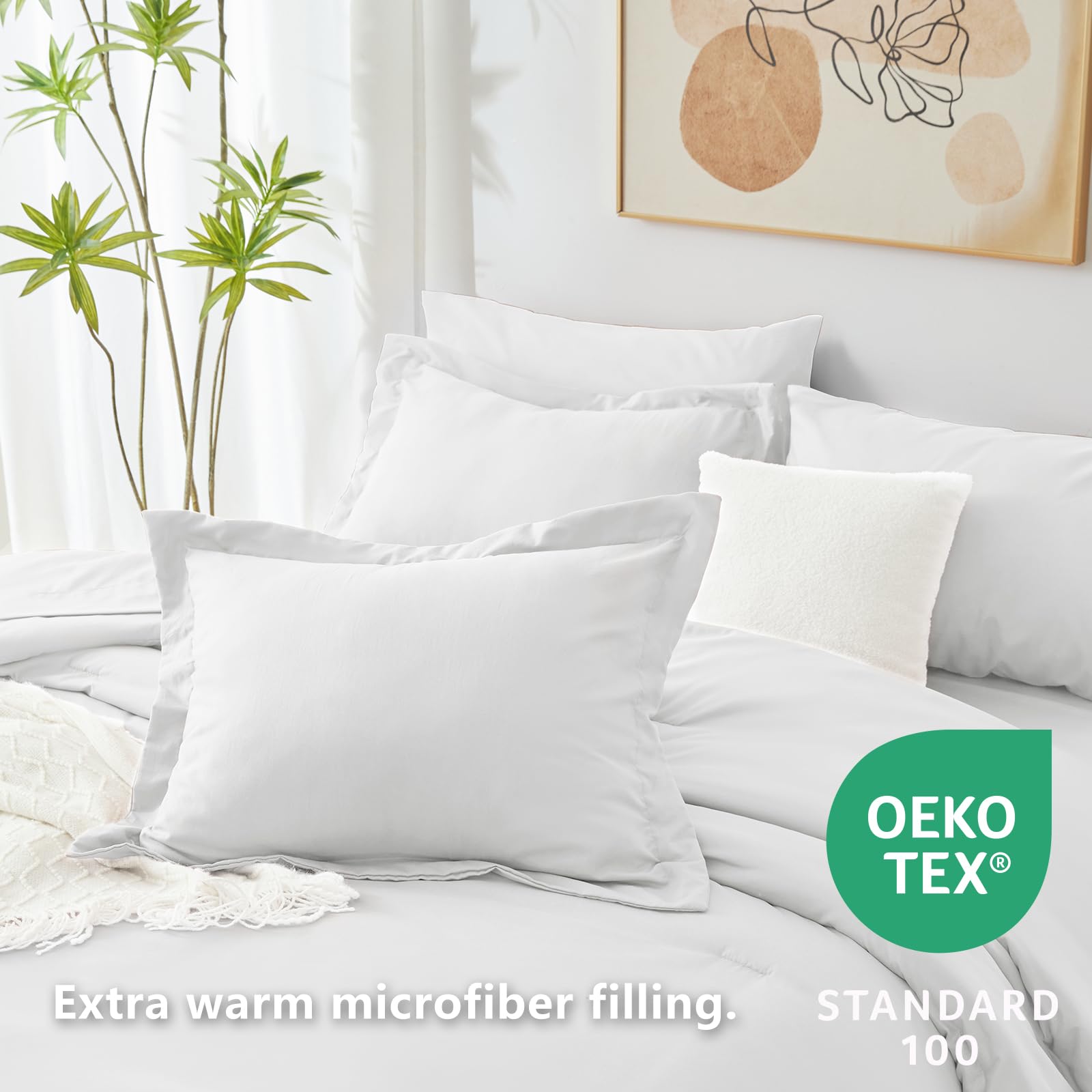 Foto 4 pulgar | Edredón Queen Size con Fundas de Almohada CozyLux Blanco 7 Piezas - Venta Internacional