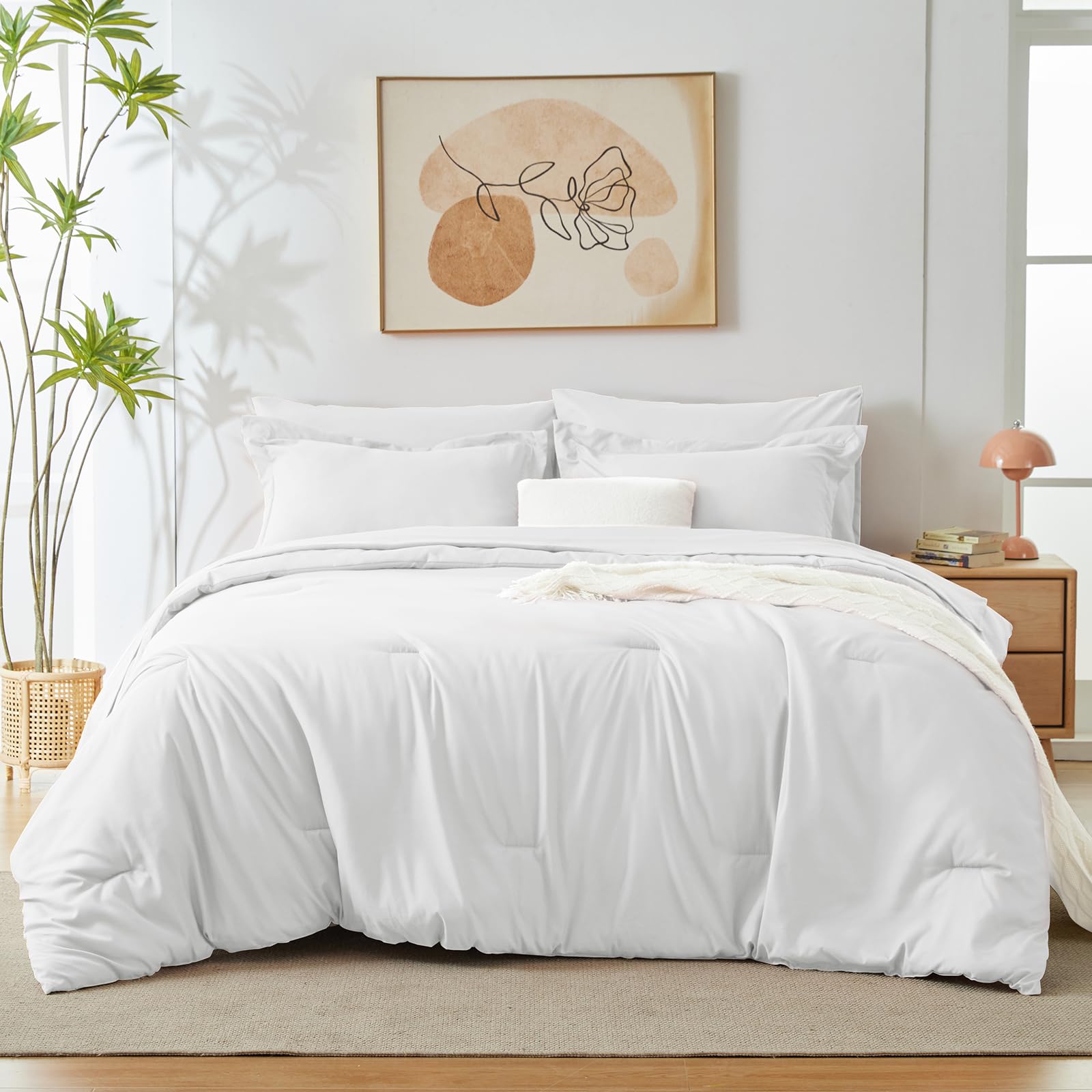 Foto 6 pulgar | Edredón Queen Size con Fundas de Almohada CozyLux Blanco 7 Piezas - Venta Internacional