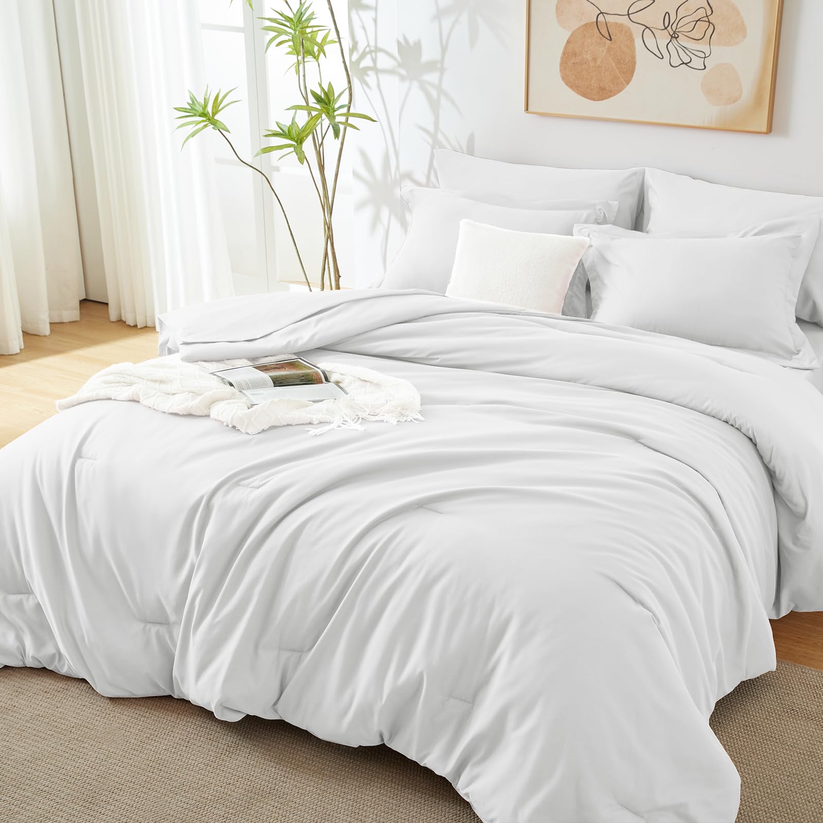Foto 8 pulgar | Edredón Queen Size con Fundas de Almohada CozyLux Blanco 7 Piezas - Venta Internacional