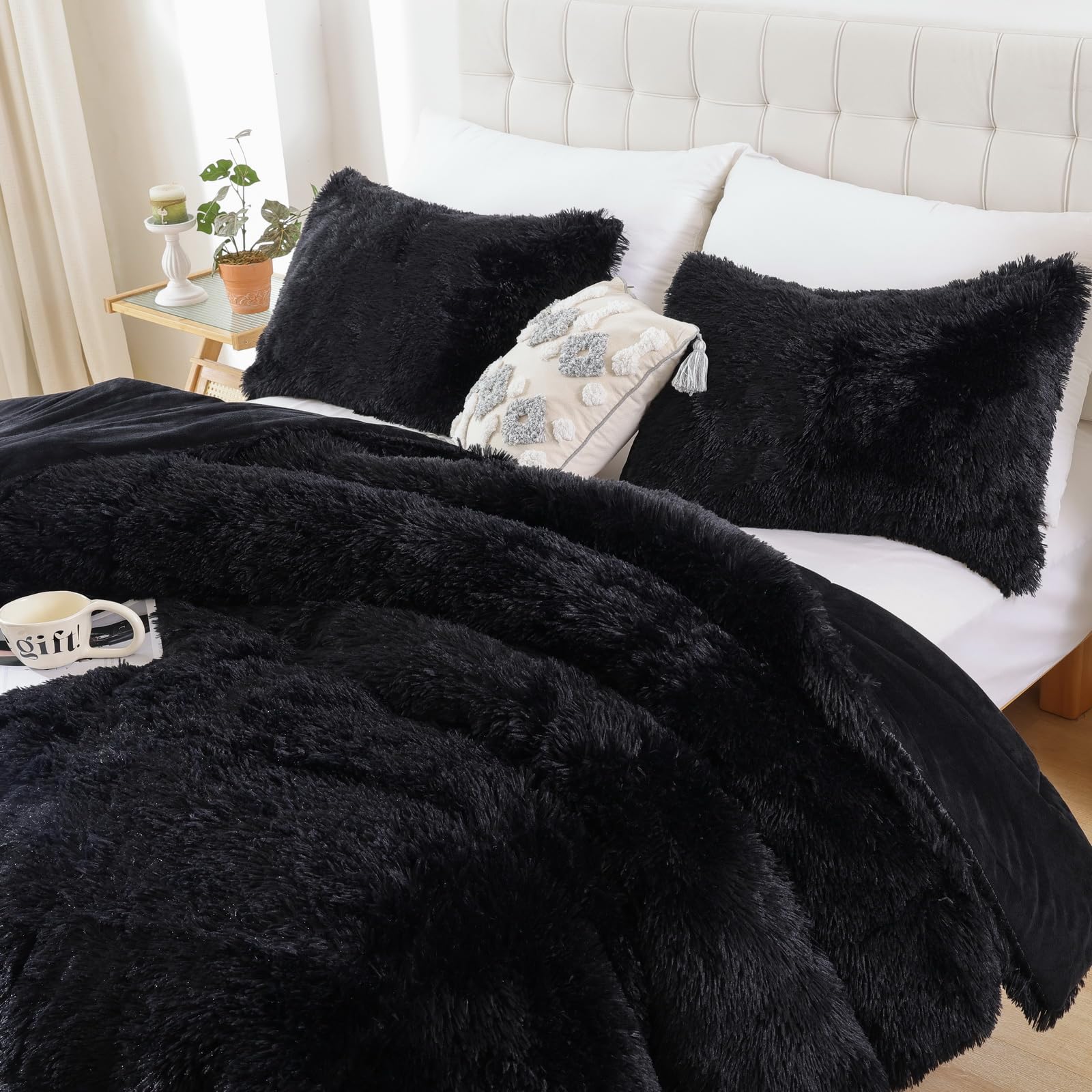 Foto 4 pulgar | Edredón Queen Size con Fundas de Almohada Smoofy Negro 3 Piezas - Venta Internacional