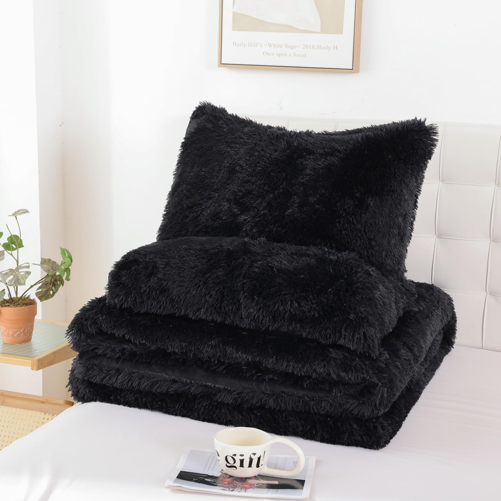 Foto 8 pulgar | Edredón Queen Size con Fundas de Almohada Smoofy Negro 3 Piezas - Venta Internacional