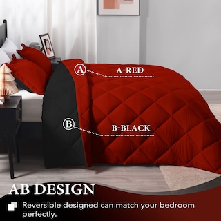 Foto 4 | Edredón Queen Size con Fundas de Almohada Downluxe Rojo y Negro 3 Piezas - Venta Internacional
