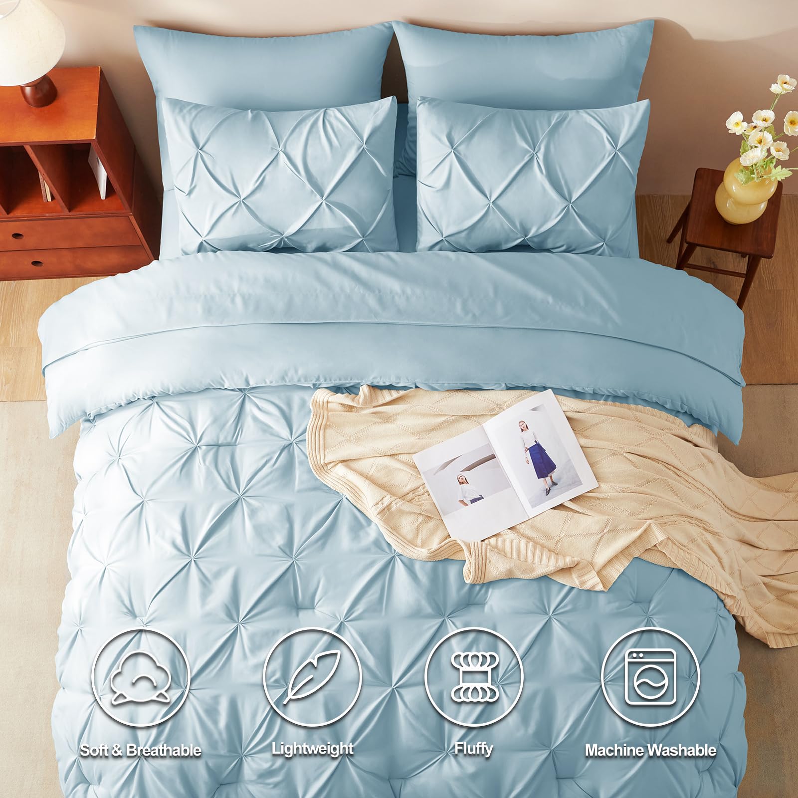 Foto 3 pulgar | Edredón Queen Size con Fundas de Almohada CozyLux Azul 7 Piezas - Venta Internacional