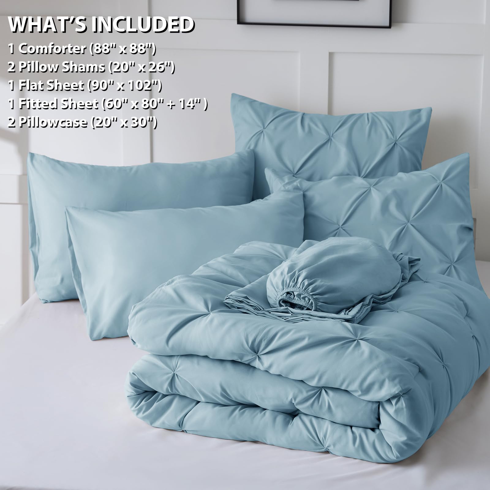 Foto 7 pulgar | Edredón Queen Size con Fundas de Almohada CozyLux Azul 7 Piezas - Venta Internacional