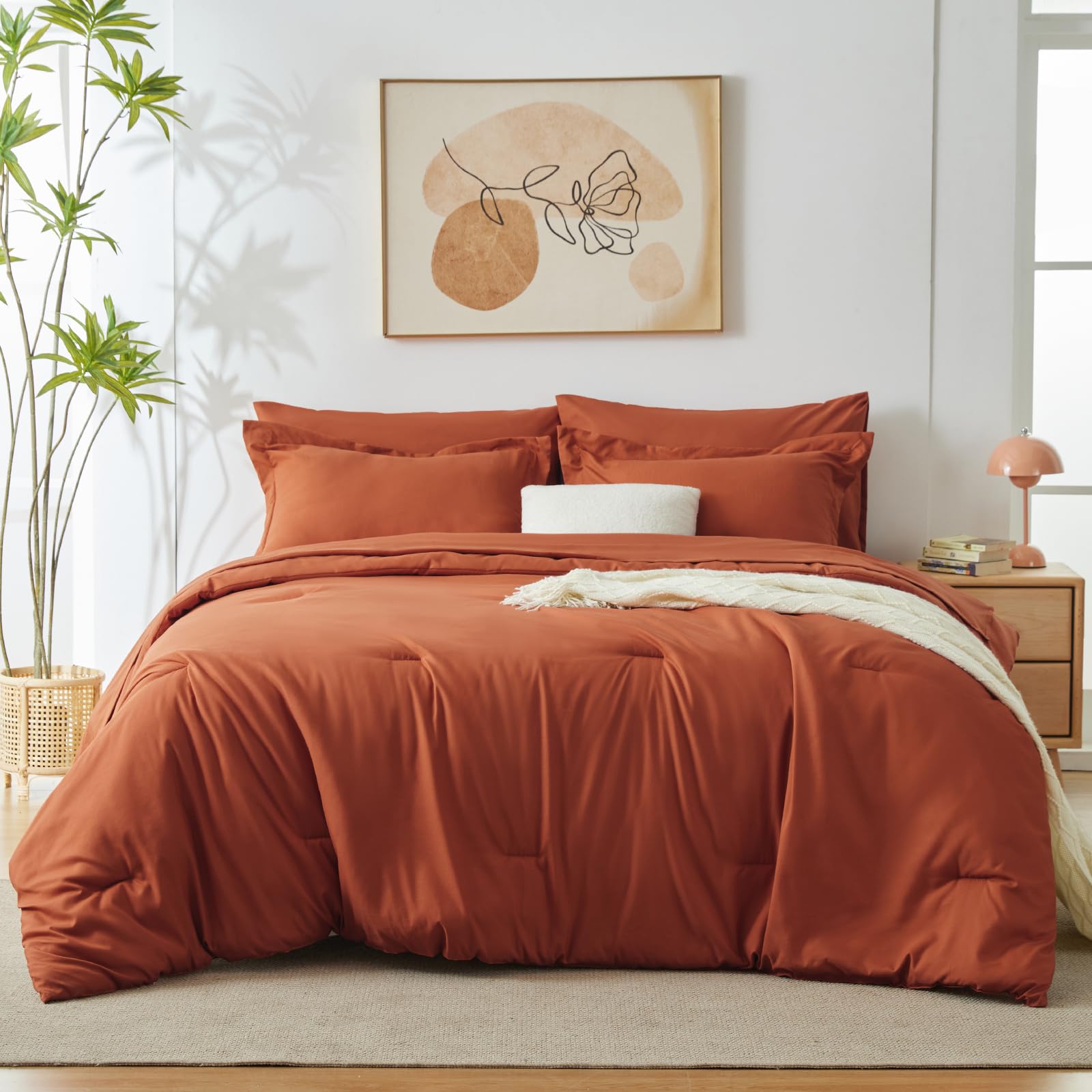 Foto 1 | Juego de Edredón King CozyLux Naranja 7 Piezas- Venta Internacional