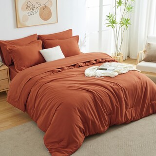 Foto 2 | Juego de Edredón King CozyLux Naranja 7 Piezas- Venta Internacional