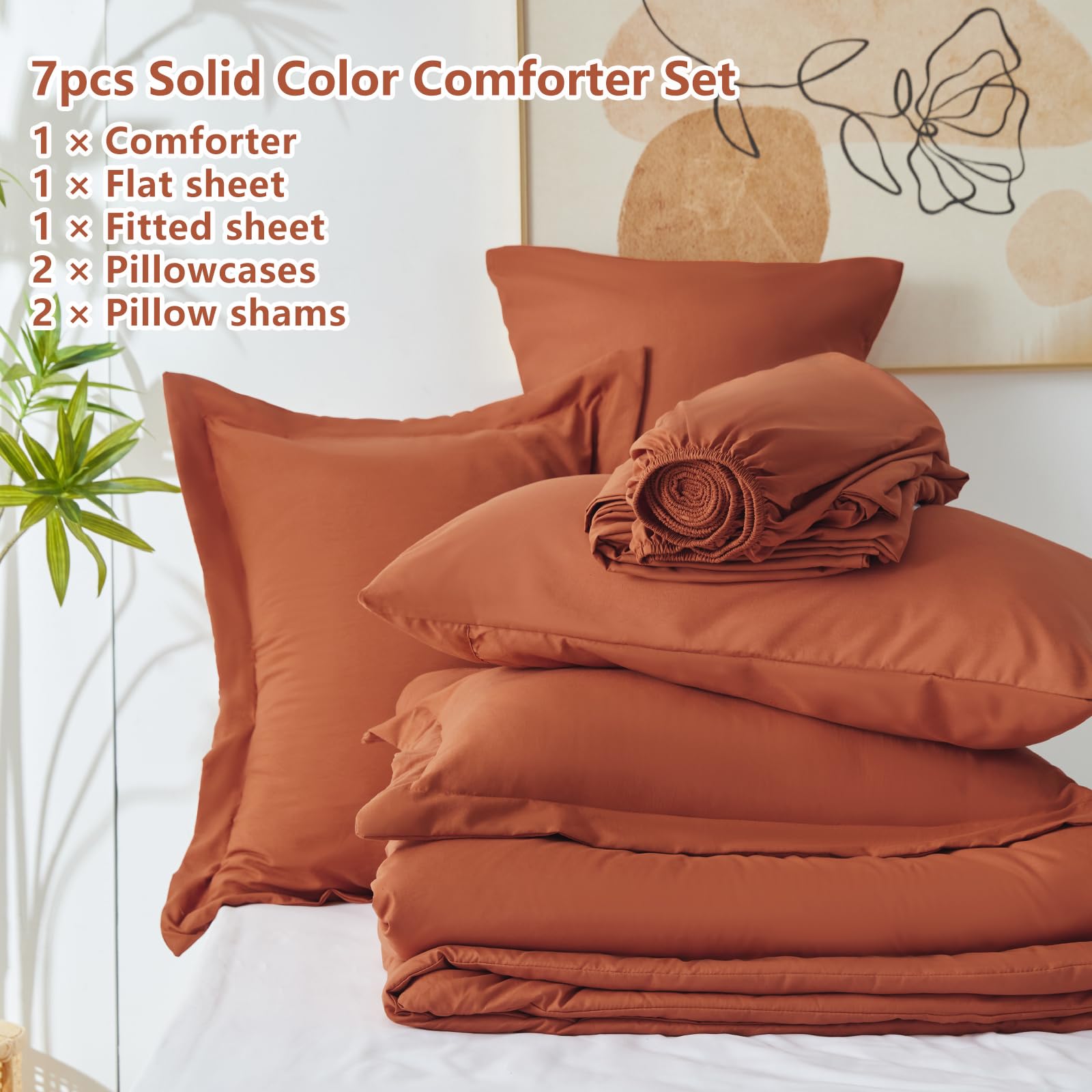 Foto 6 | Juego de Edredón King CozyLux Naranja 7 Piezas- Venta Internacional