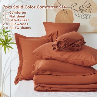 Foto 6 | Juego de Edredón King CozyLux Naranja 7 Piezas- Venta Internacional