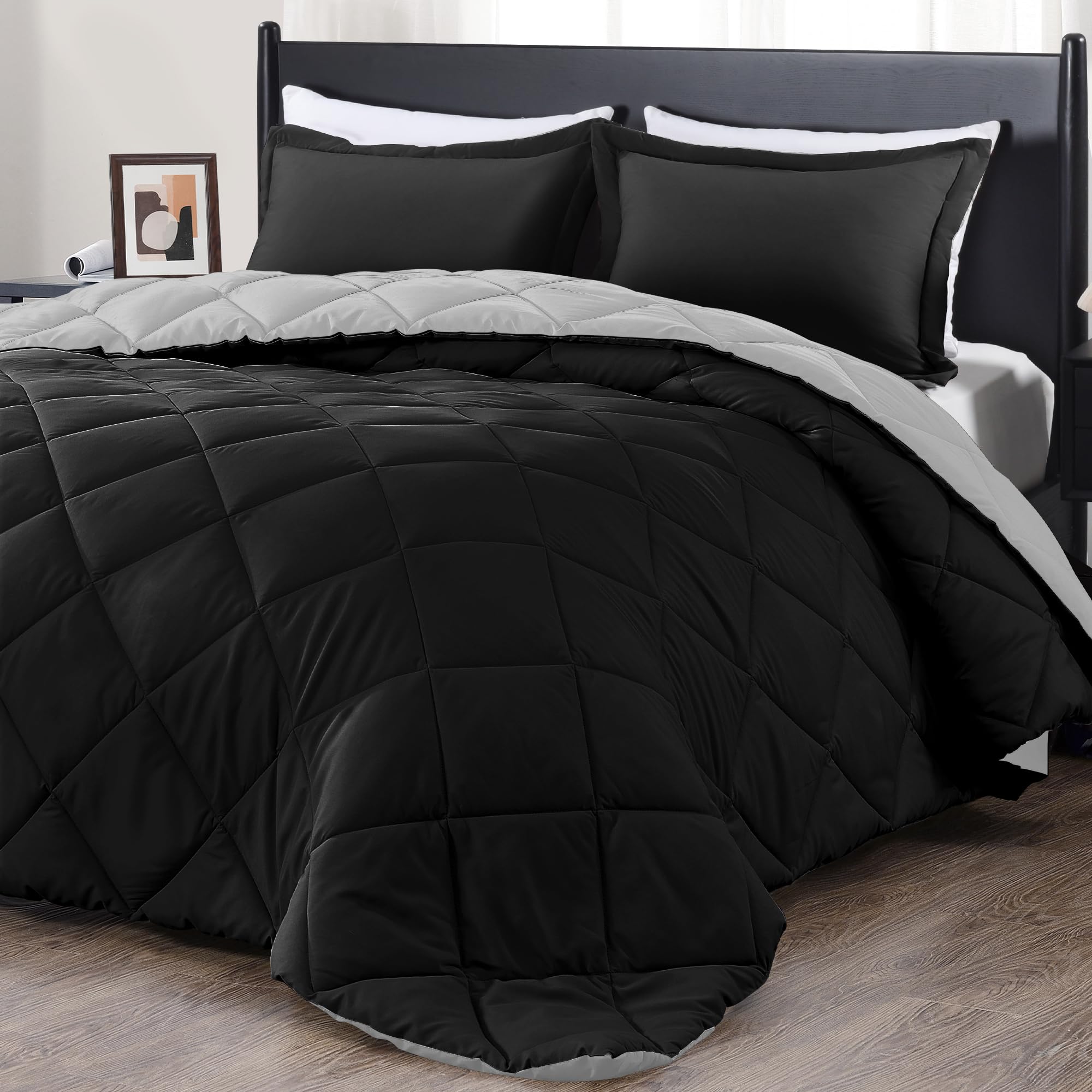 Foto 1 | Edredón Queen Size con Fundas de Almohada Downluxe Negro 3 Piezas - Venta Internacional