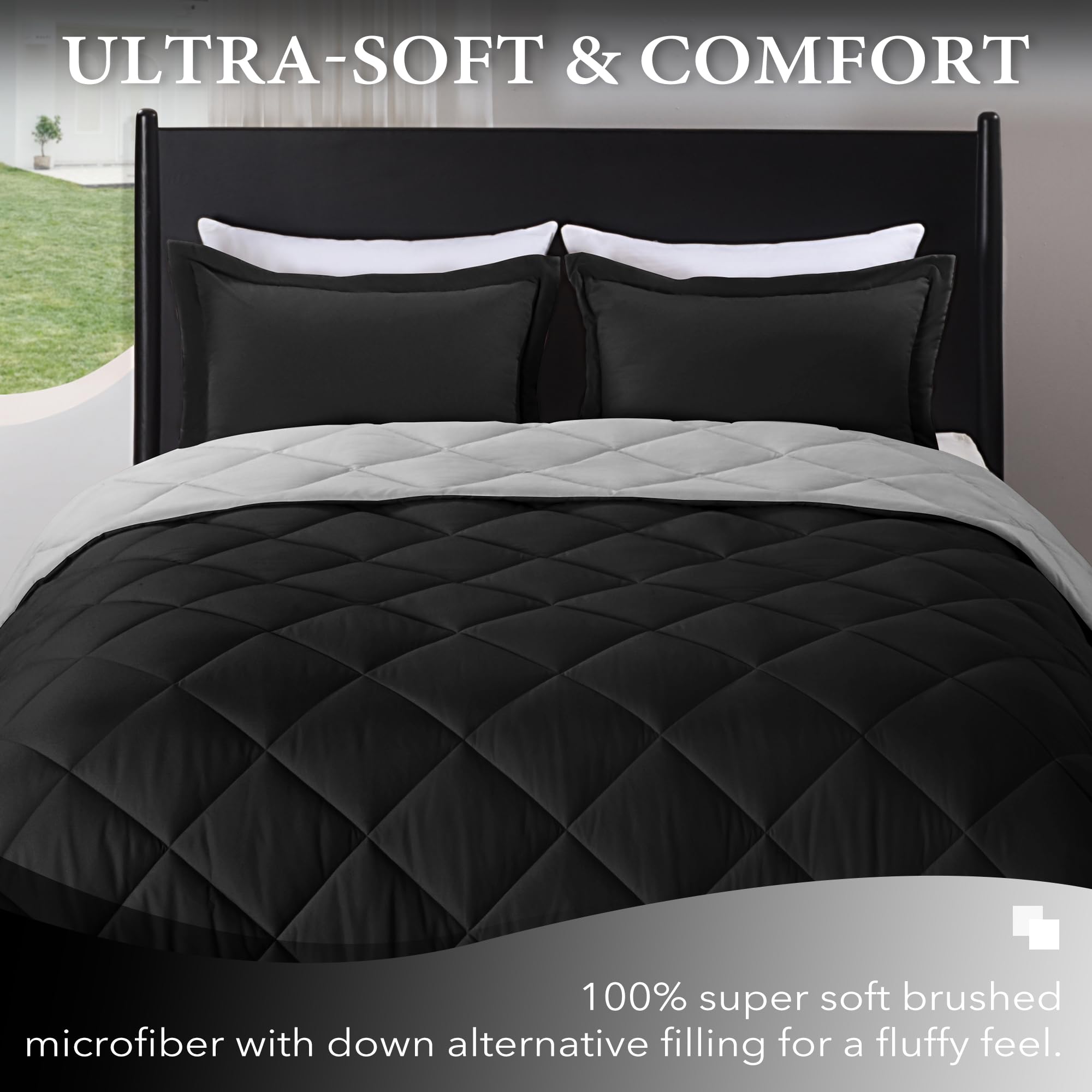 Foto 3 pulgar | Edredón Queen Size con Fundas de Almohada Downluxe Negro 3 Piezas - Venta Internacional