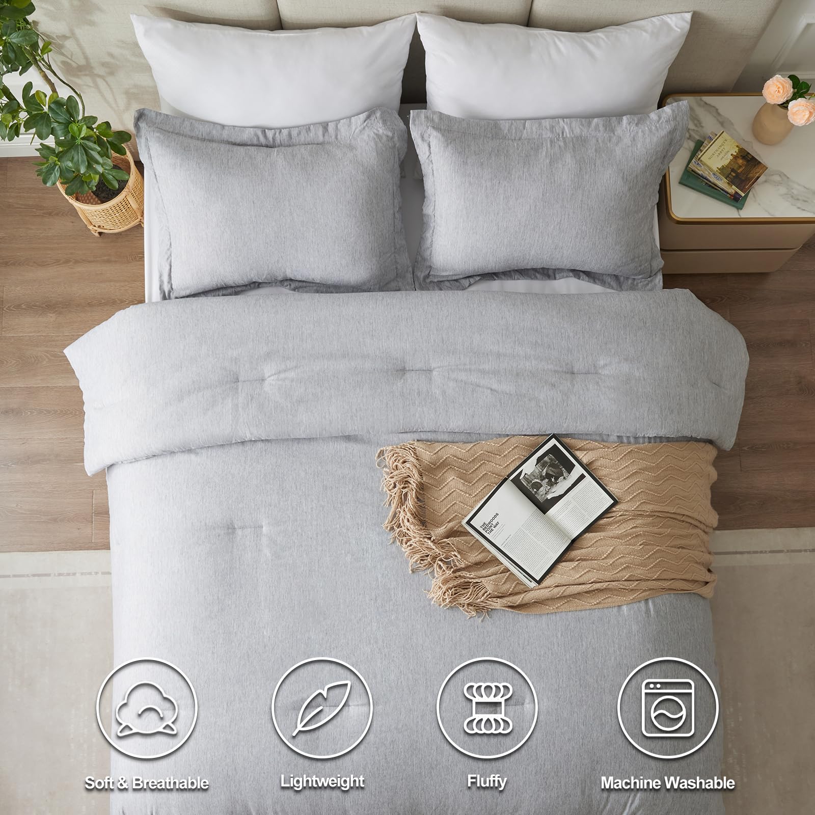 Foto 3 pulgar | Edredón Matrimonial con Fundas de Almohada CozyLux Gris 3 Piezas - Venta Internacional