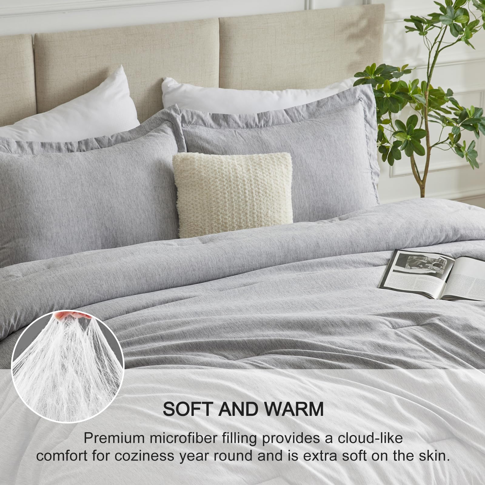 Foto 4 pulgar | Edredón Matrimonial con Fundas de Almohada CozyLux Gris 3 Piezas - Venta Internacional