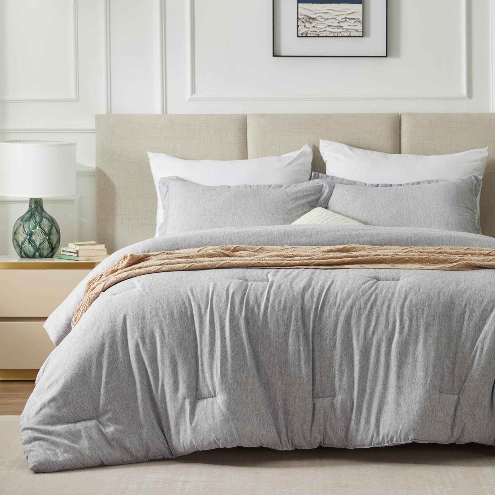 Foto 7 | Edredón Matrimonial con Fundas de Almohada CozyLux Gris 3 Piezas - Venta Internacional