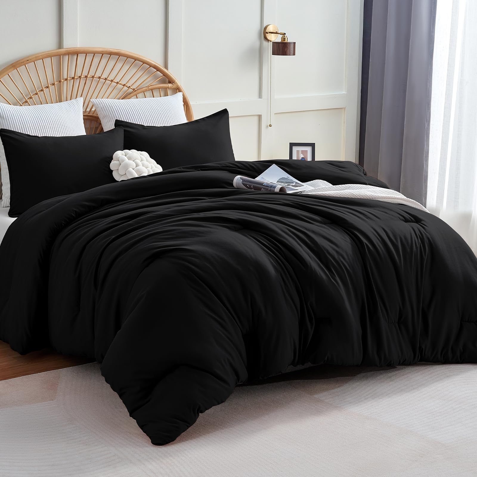 Foto 2 pulgar | Edredón Queen Size con Fundas de Almohada CozyLux Negro 3 Piezas - Venta Internacional