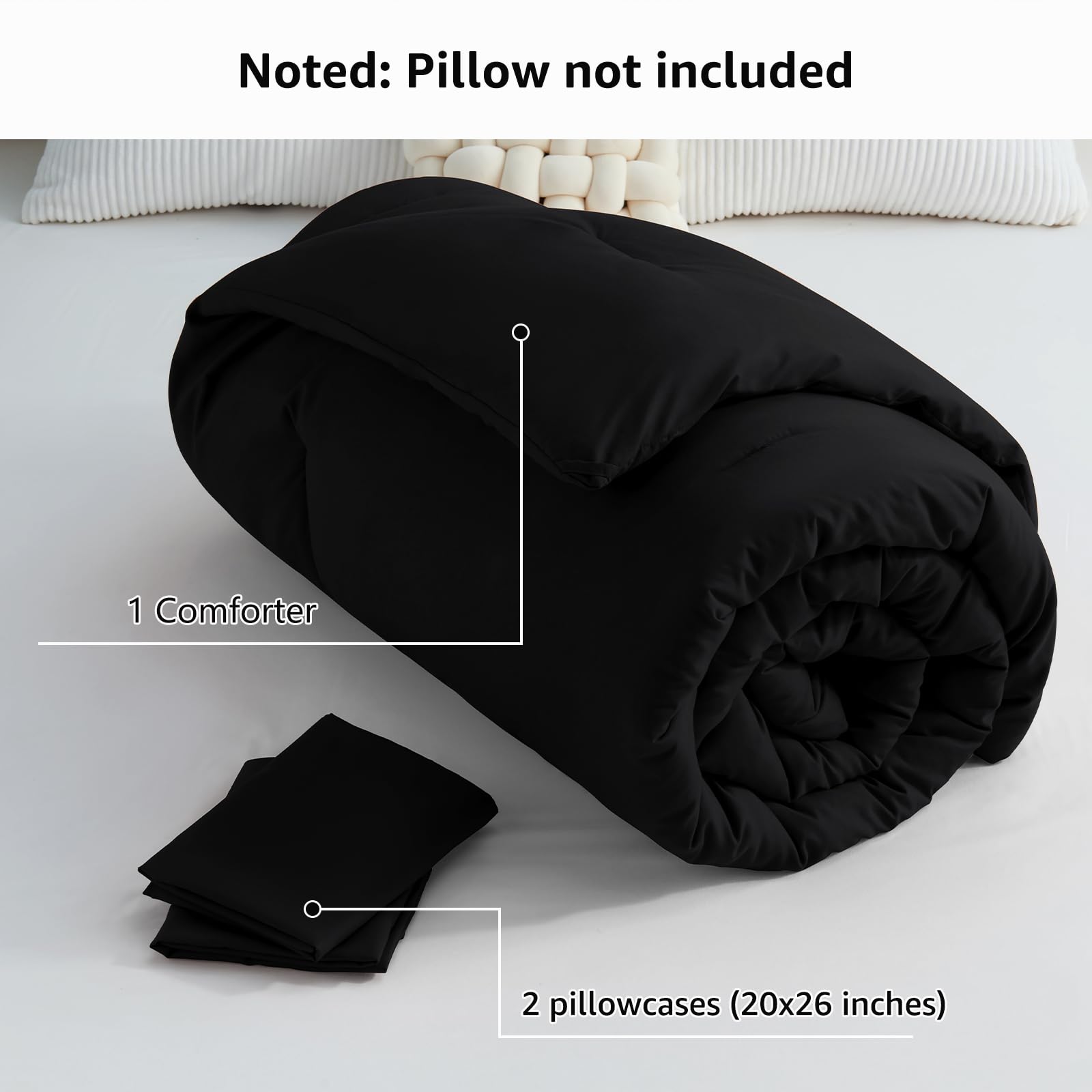 Foto 8 pulgar | Edredón Queen Size con Fundas de Almohada CozyLux Negro 3 Piezas - Venta Internacional