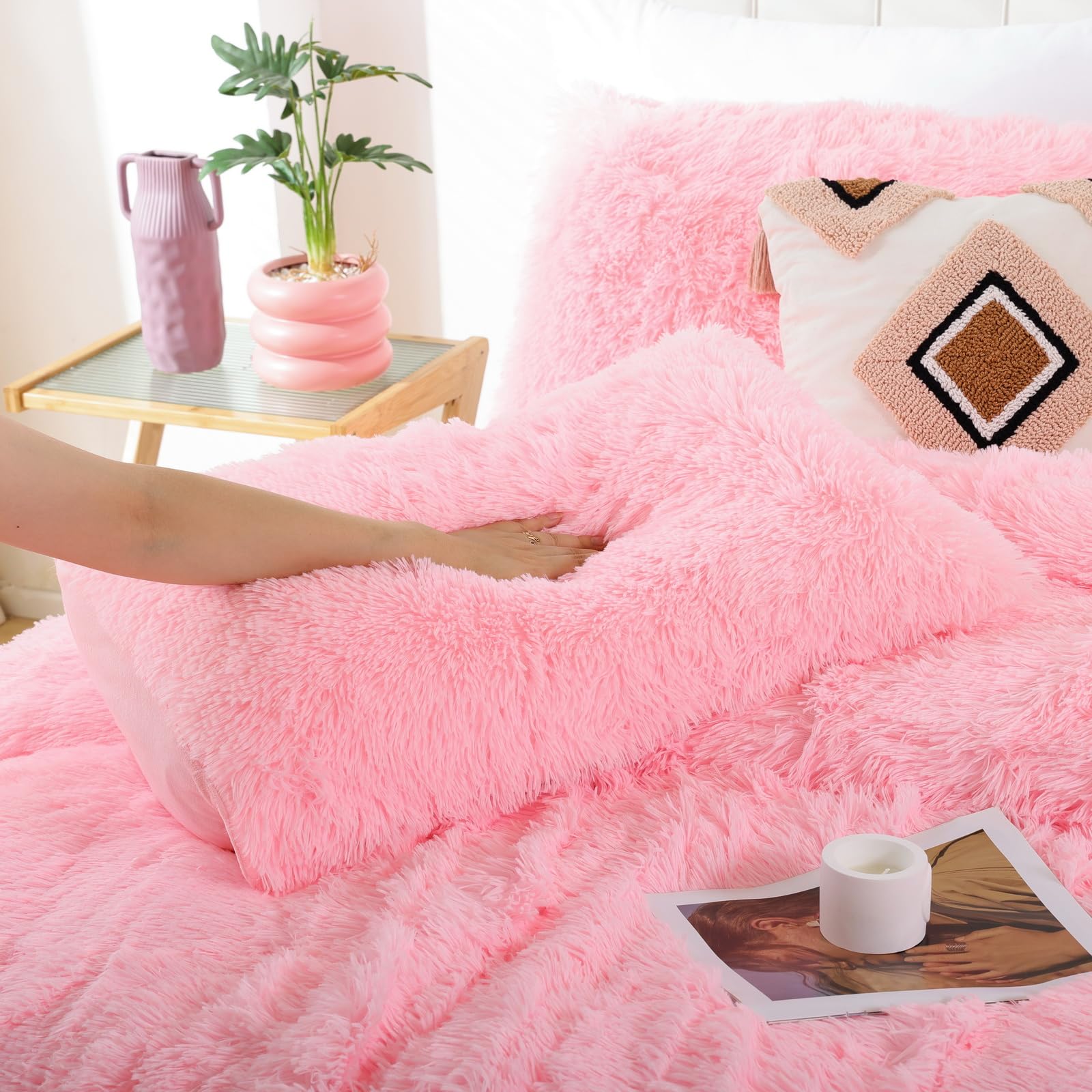 Foto 7 pulgar | Edredón Queen Size con Fundas de Almohada Smoofy Rosa 3 Piezas - Venta Internacional