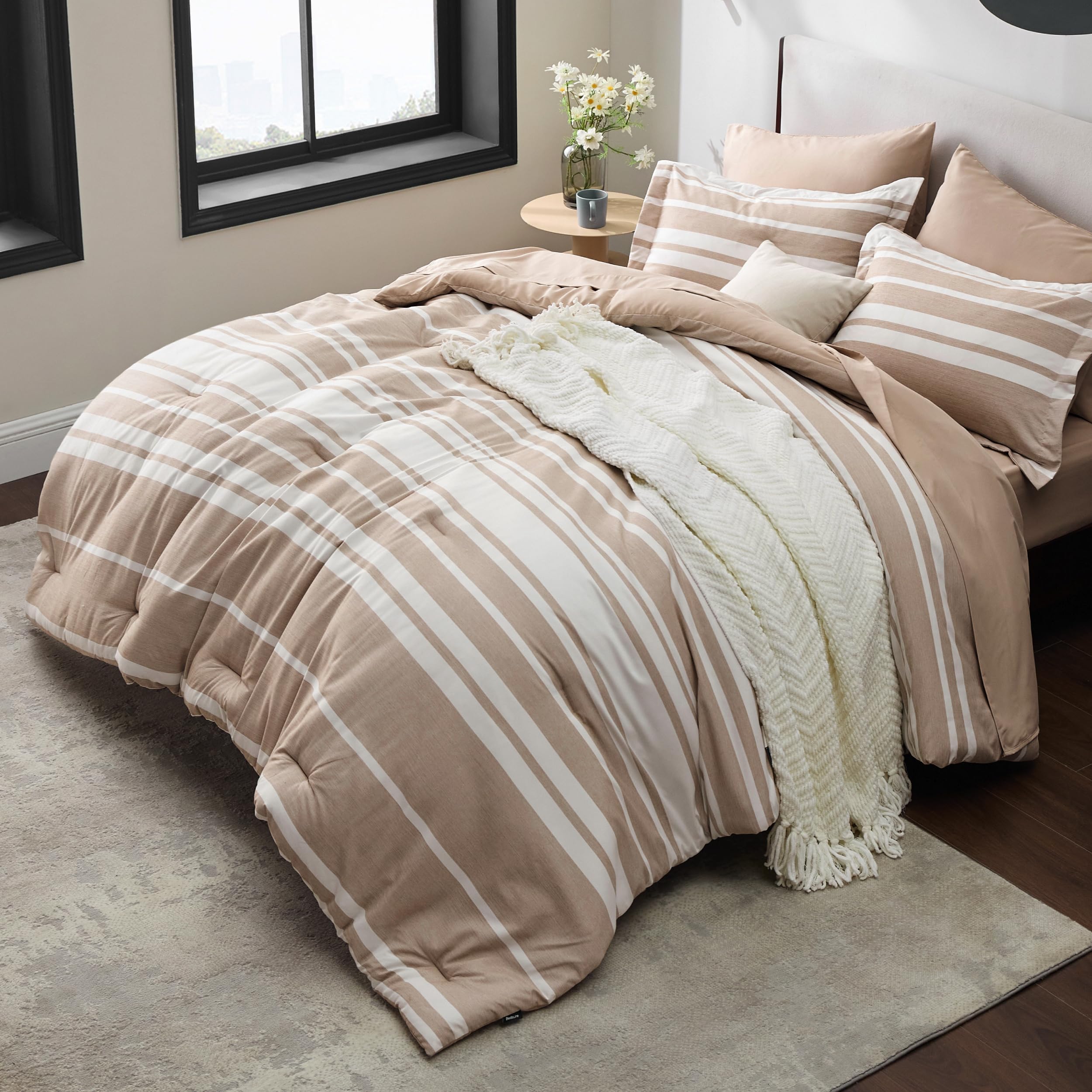 Foto 3 | Juego de Edredón King Bedsure Camel Claro 7 Piezas - Venta Internacional