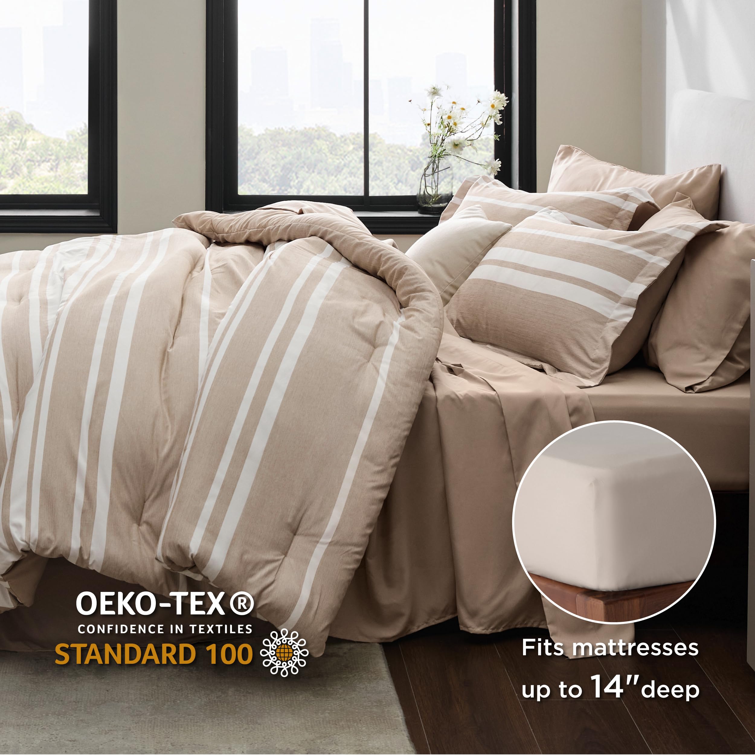 Foto 5 | Juego de Edredón King Bedsure Camel Claro 7 Piezas - Venta Internacional