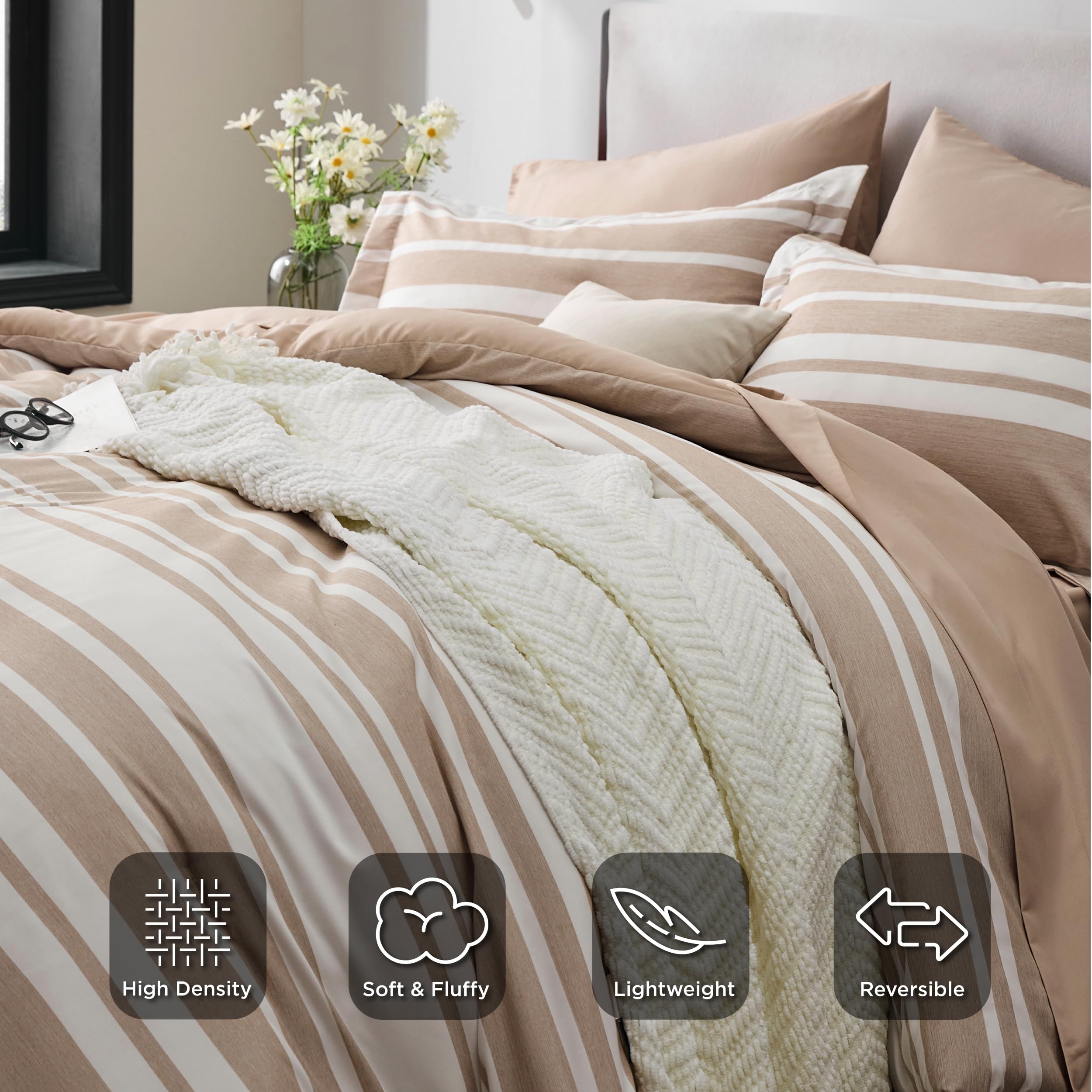 Foto 6 | Juego de Edredón King Bedsure Camel Claro 7 Piezas - Venta Internacional