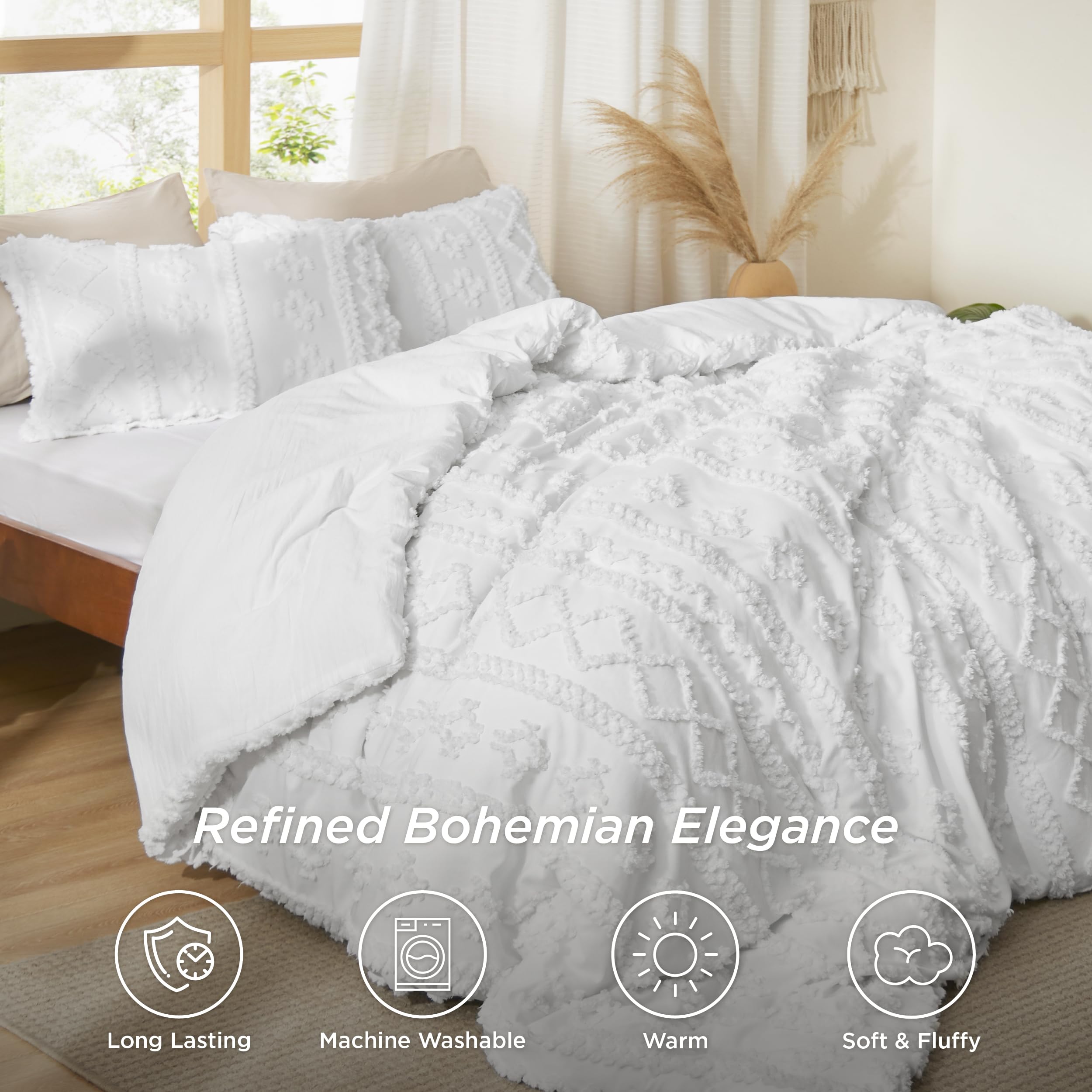 Foto 3 pulgar | Juego de Edredón Matrimonial  Bedsure Blanco  3 Piezas - Venta Internacional