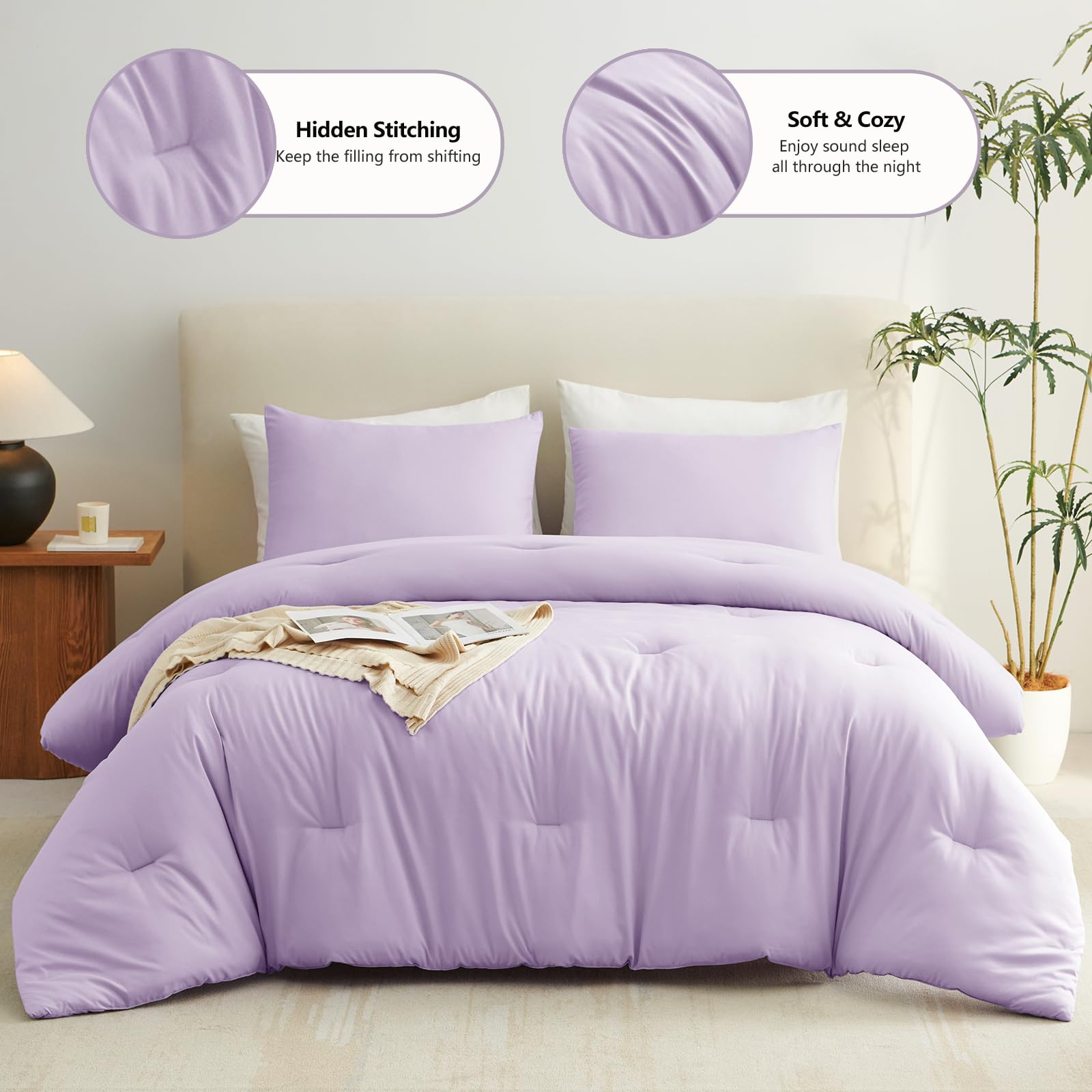 Foto 3 pulgar | Juego de Edredón Matrimonial CozyLux Lavanda 3 Piezas - Venta Internacional