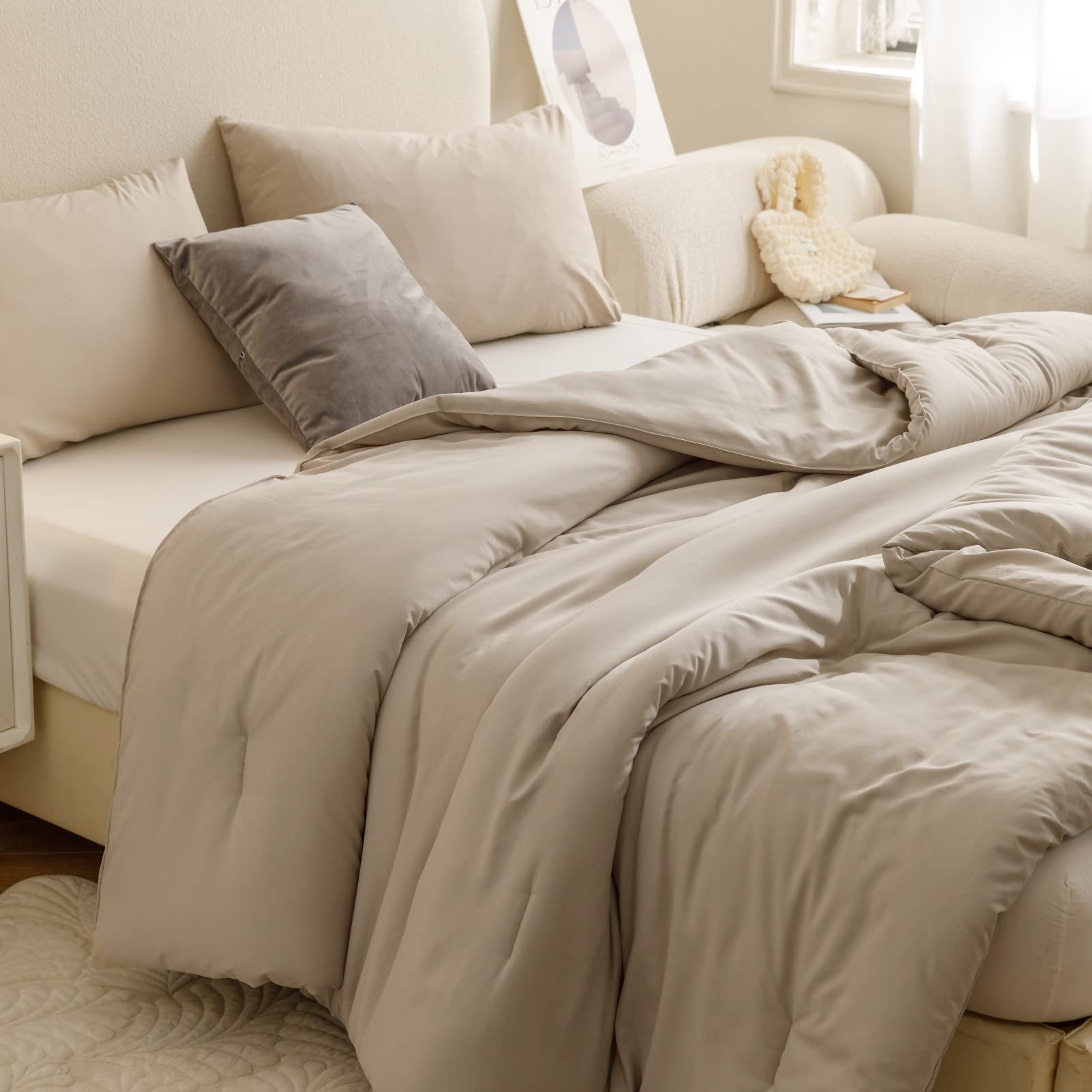 Foto 2 pulgar | Edredón California King con Fundas de Almohada Rosgonia Beige 3 Piezas - Venta Internacional