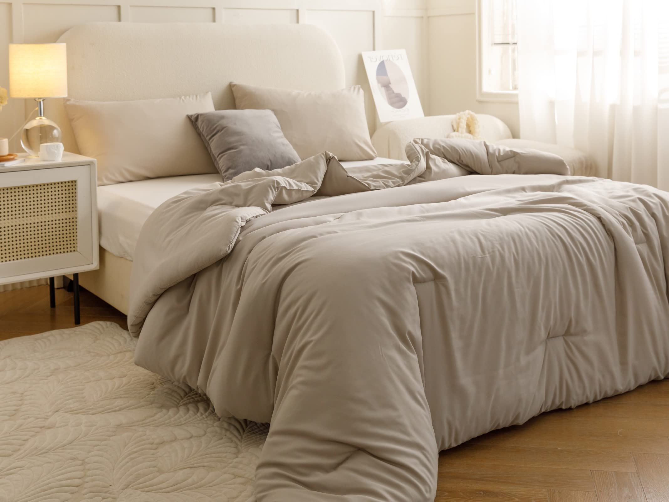 Foto 6 pulgar | Edredón California King con Fundas de Almohada Rosgonia Beige 3 Piezas - Venta Internacional