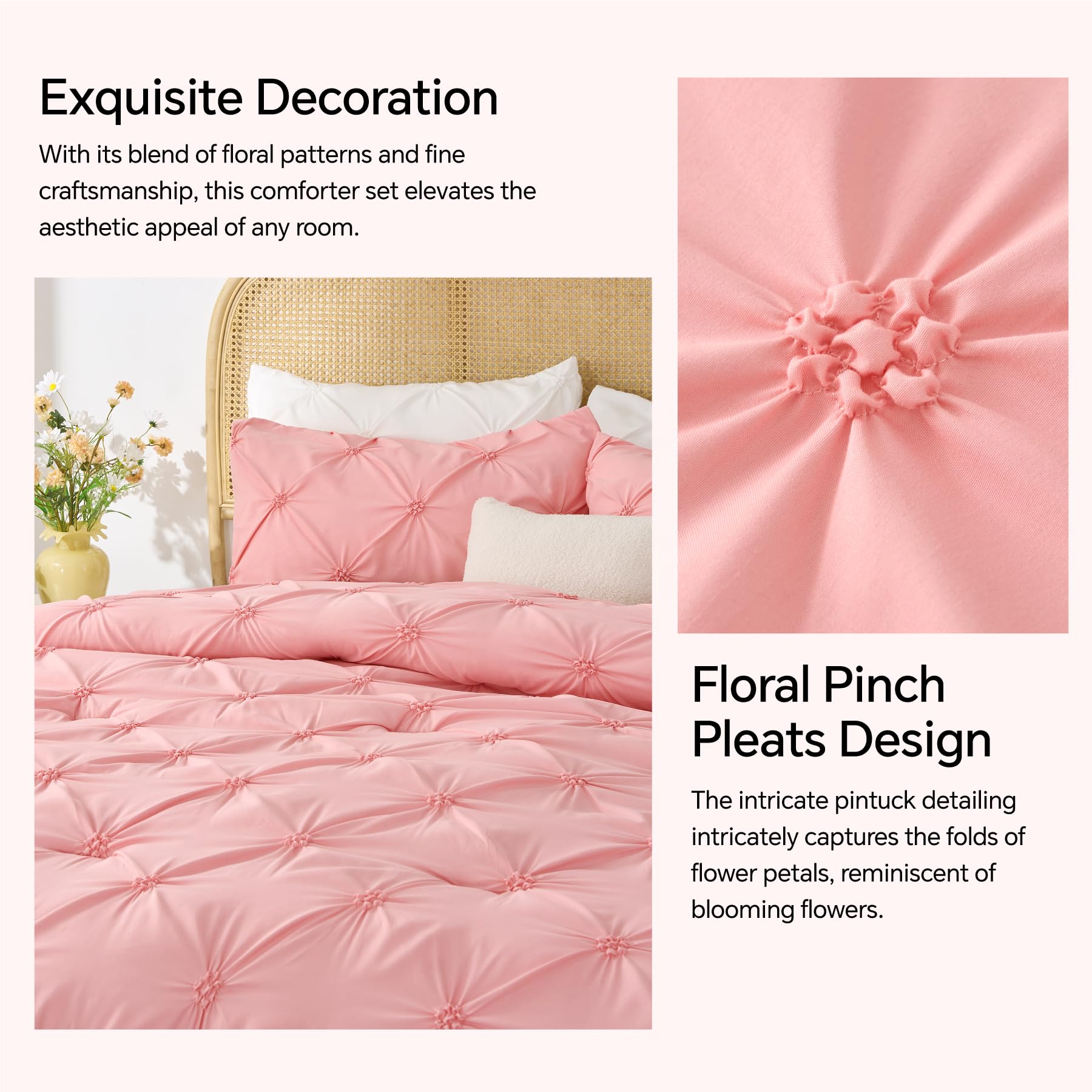 Foto 4 | Set de Edredón King Size Bedelite Rosa 3 Piezas - Venta Internacional