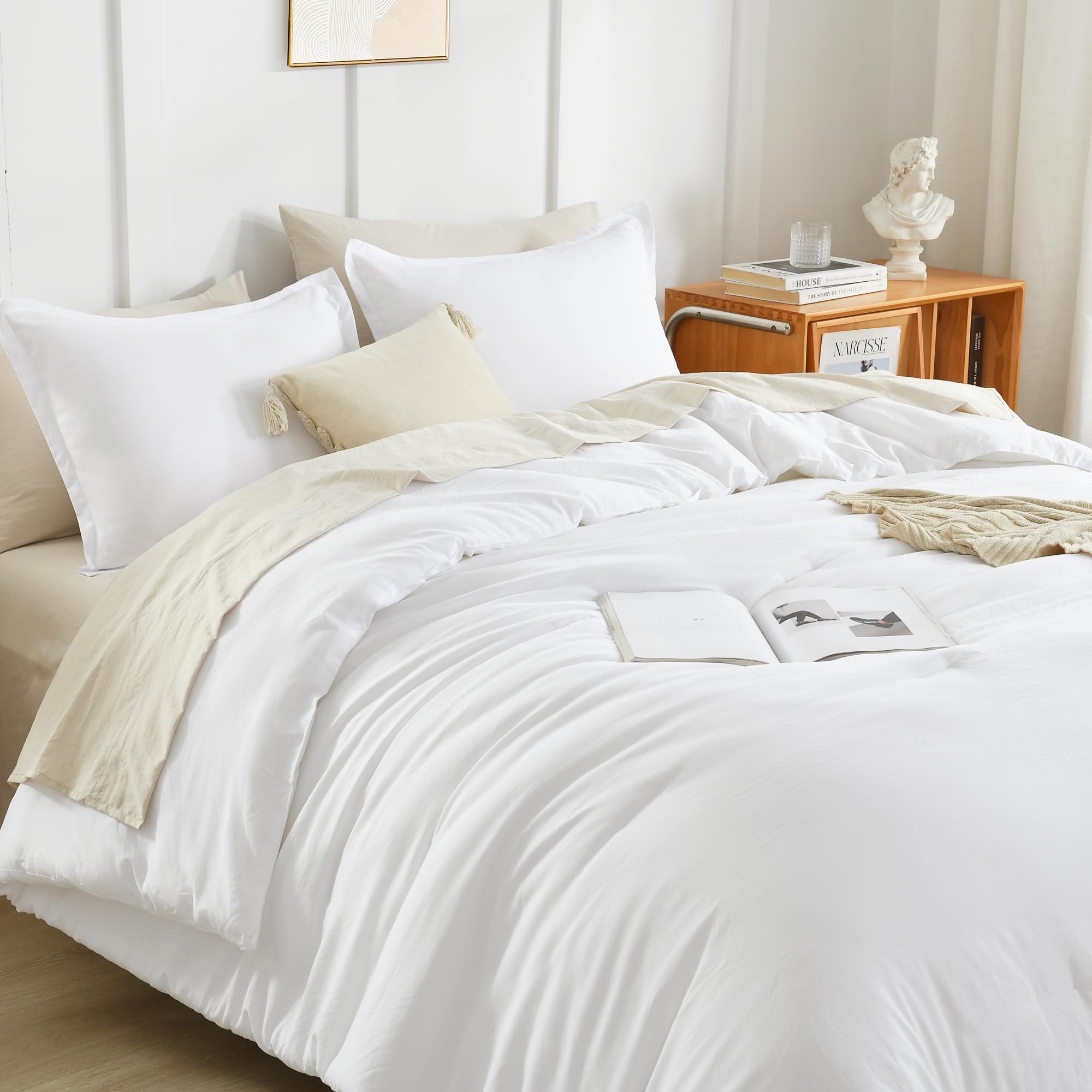 Foto 3 | Edredón California King con Fundas de Almohada Litanika Blanco 3 Piezas - Venta Internacional