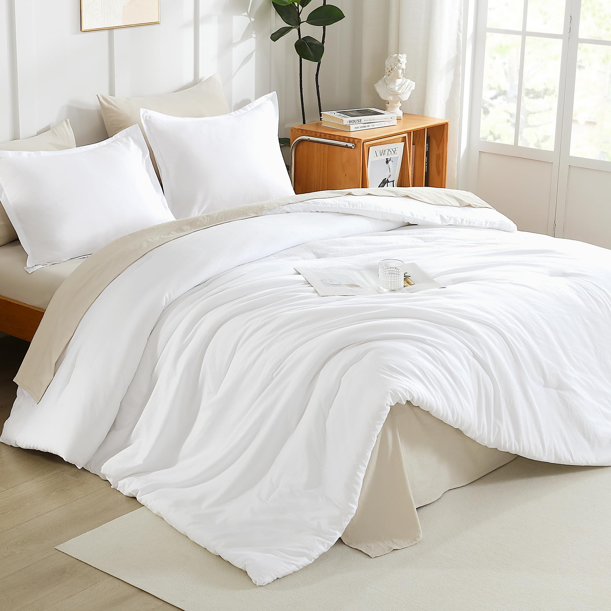 Foto 4 | Edredón California King con Fundas de Almohada Litanika Blanco 3 Piezas - Venta Internacional