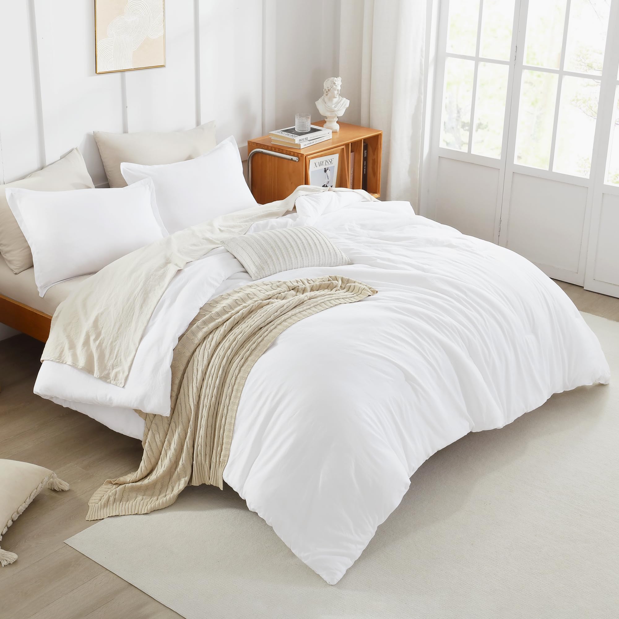 Foto 6 pulgar | Edredón California King con Fundas de Almohada Litanika Blanco 3 Piezas - Venta Internacional