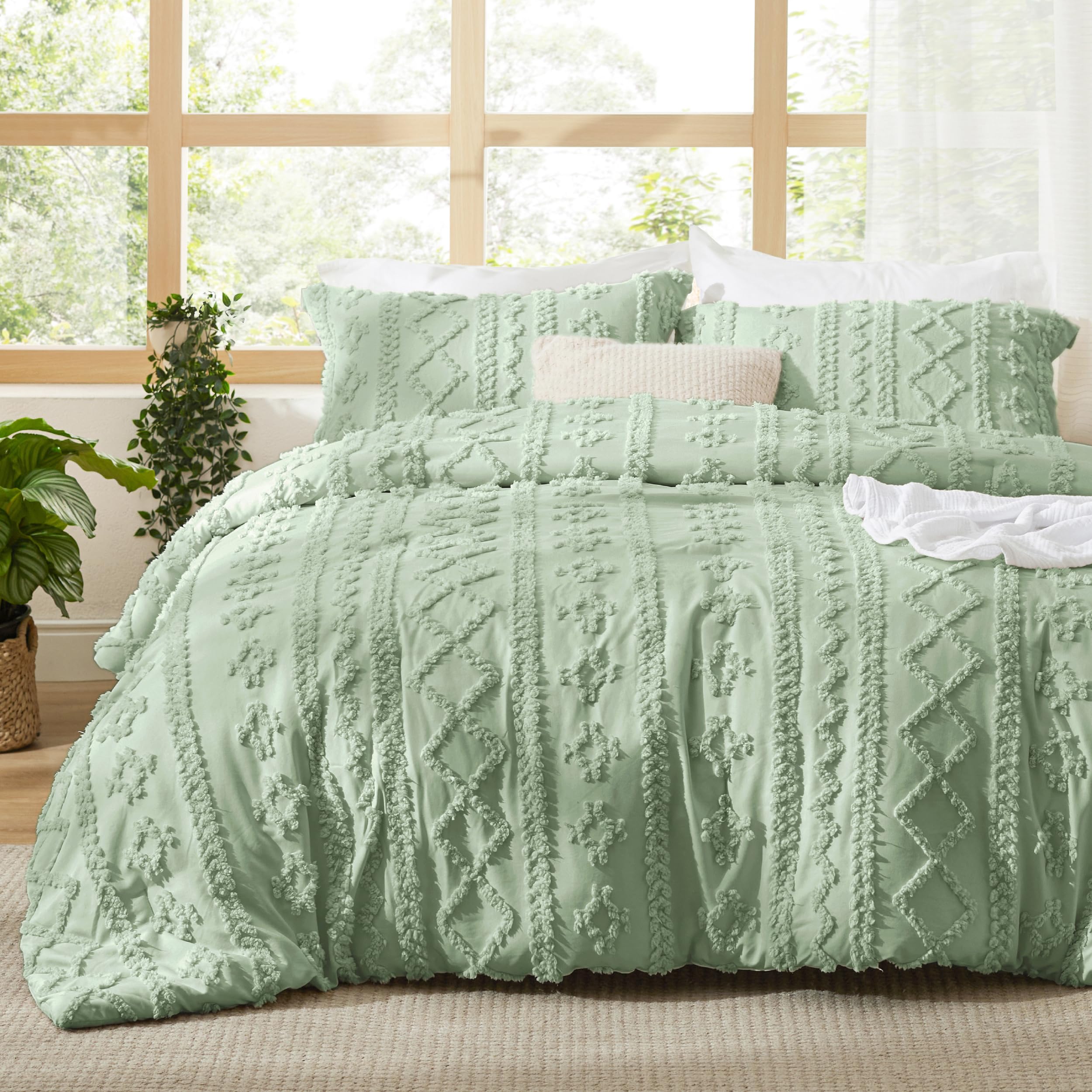 Foto 1 | Edredón King Size con Fundas de Almohada Bedsure Verde 3 Piezas - Venta Internacional