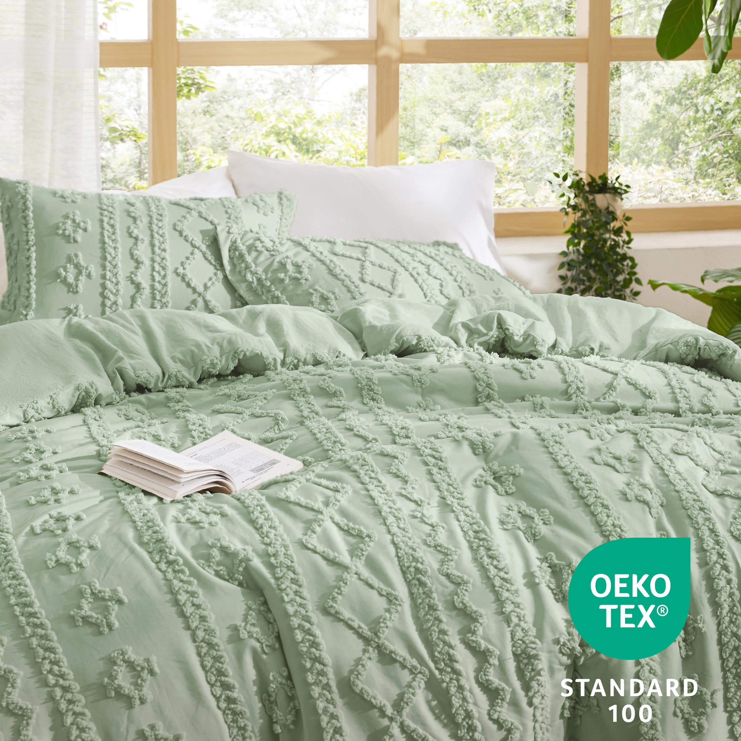 Foto 6 pulgar | Edredón King Size con Fundas de Almohada Bedsure Verde 3 Piezas - Venta Internacional
