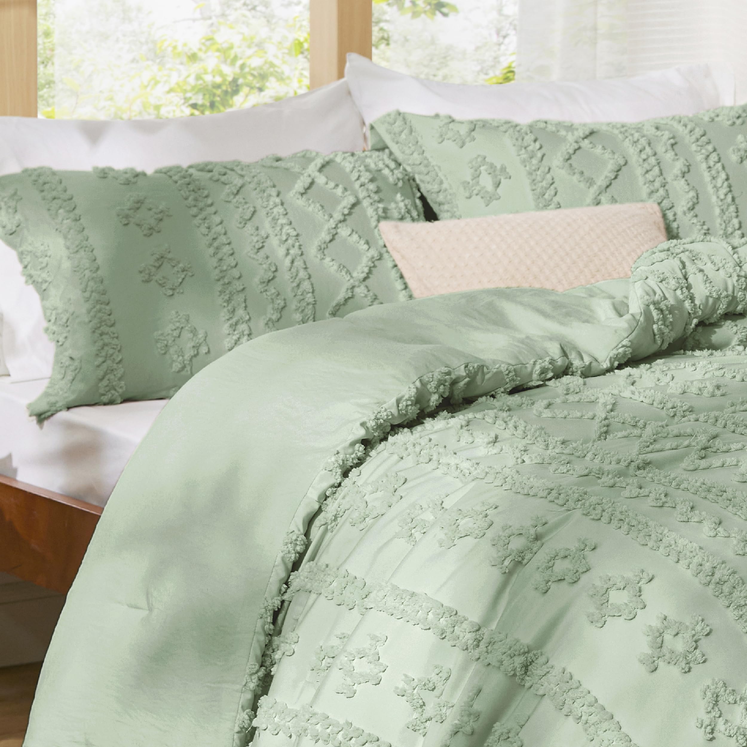 Foto 7 pulgar | Edredón King Size con Fundas de Almohada Bedsure Verde 3 Piezas - Venta Internacional