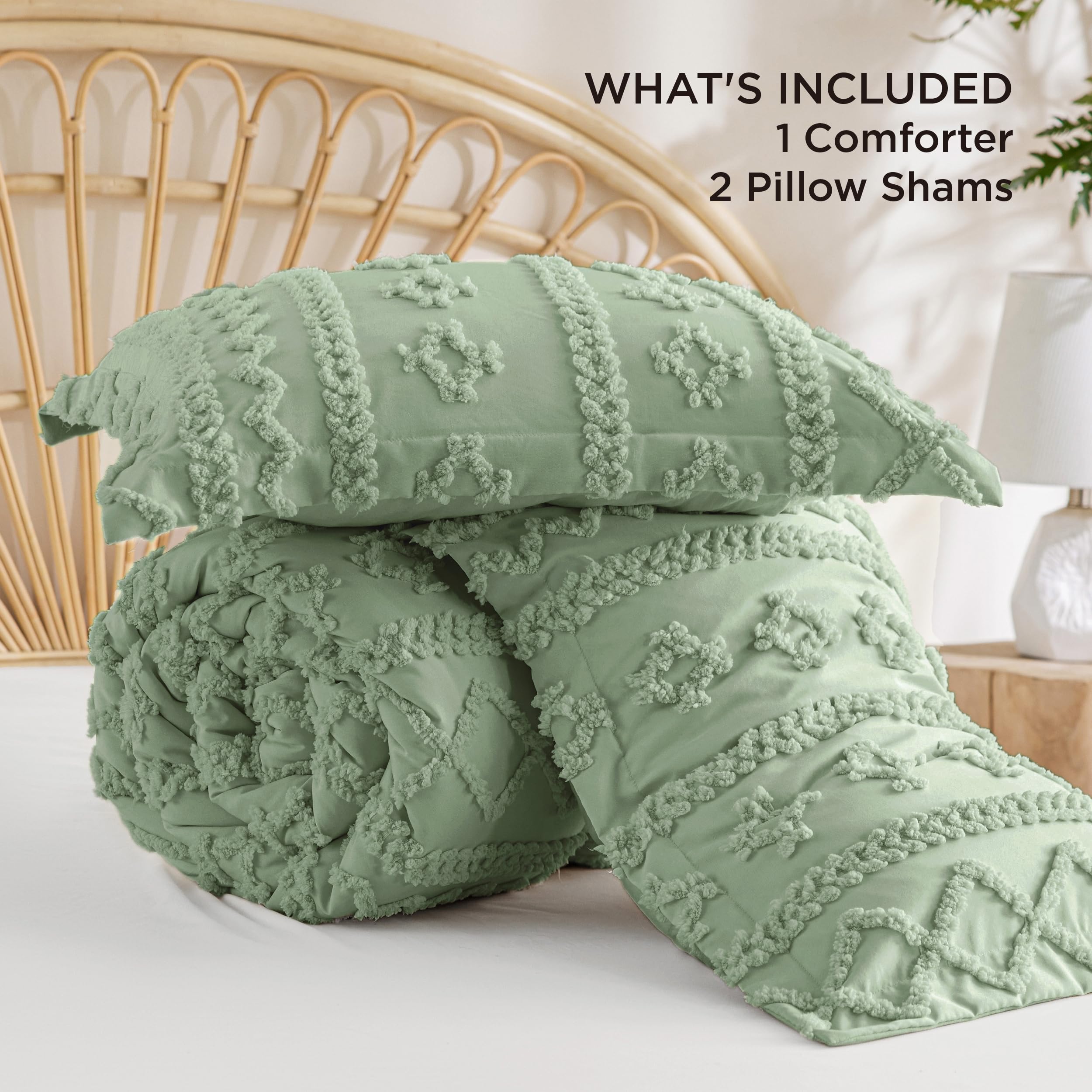 Foto 8 pulgar | Edredón King Size con Fundas de Almohada Bedsure Verde 3 Piezas - Venta Internacional
