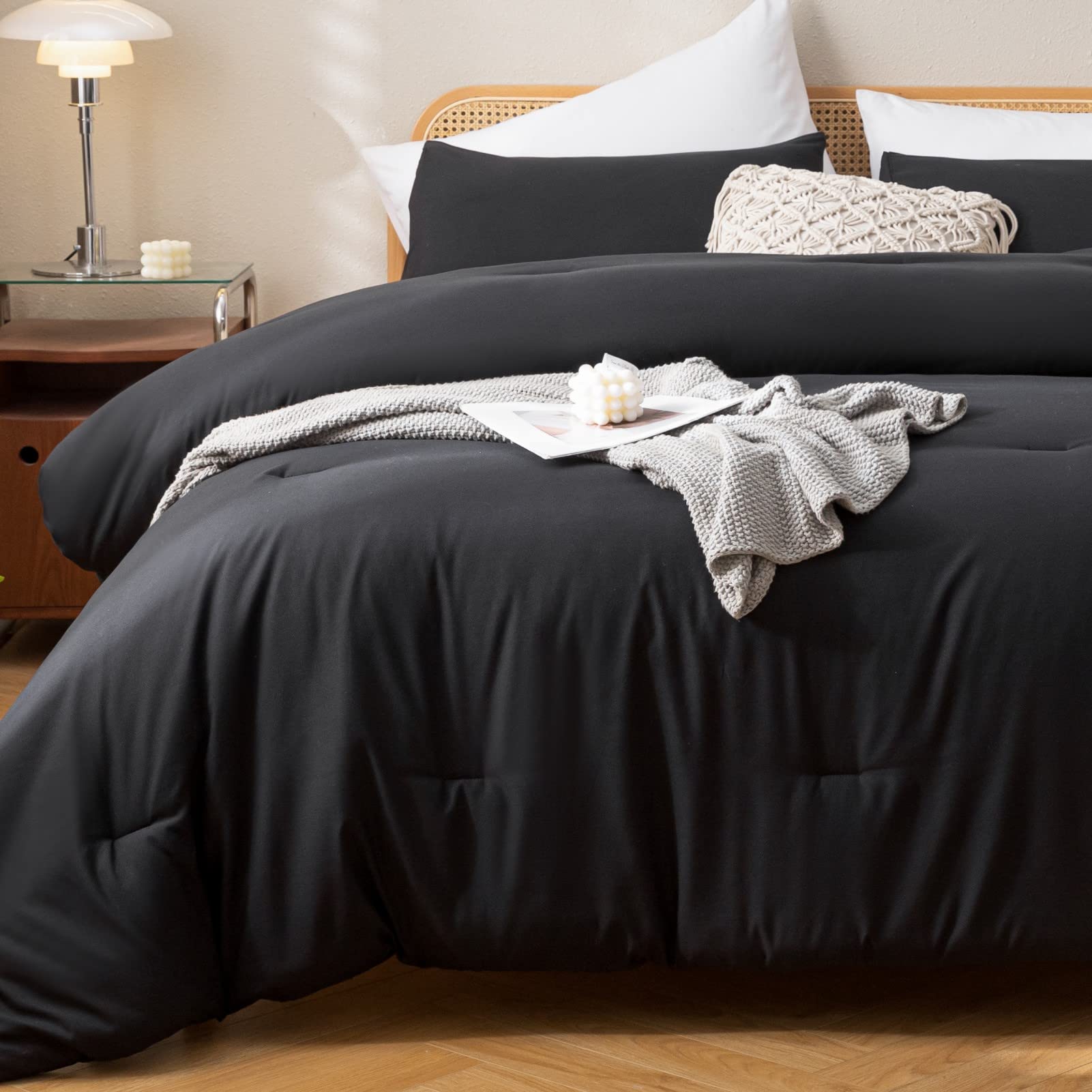 Foto 4 pulgar | Edredón California King con Fundas de Almohada Rosgonia Negro 3 Piezas - Venta Internacional