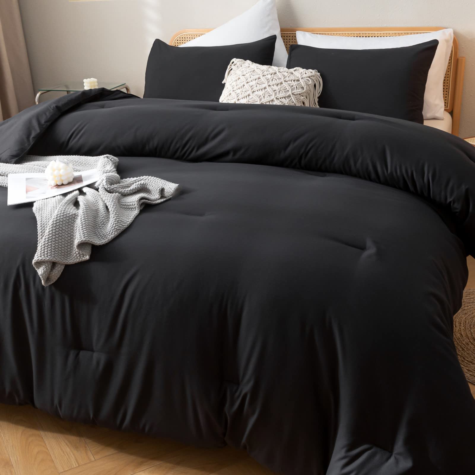 Foto 5 pulgar | Edredón California King con Fundas de Almohada Rosgonia Negro 3 Piezas - Venta Internacional