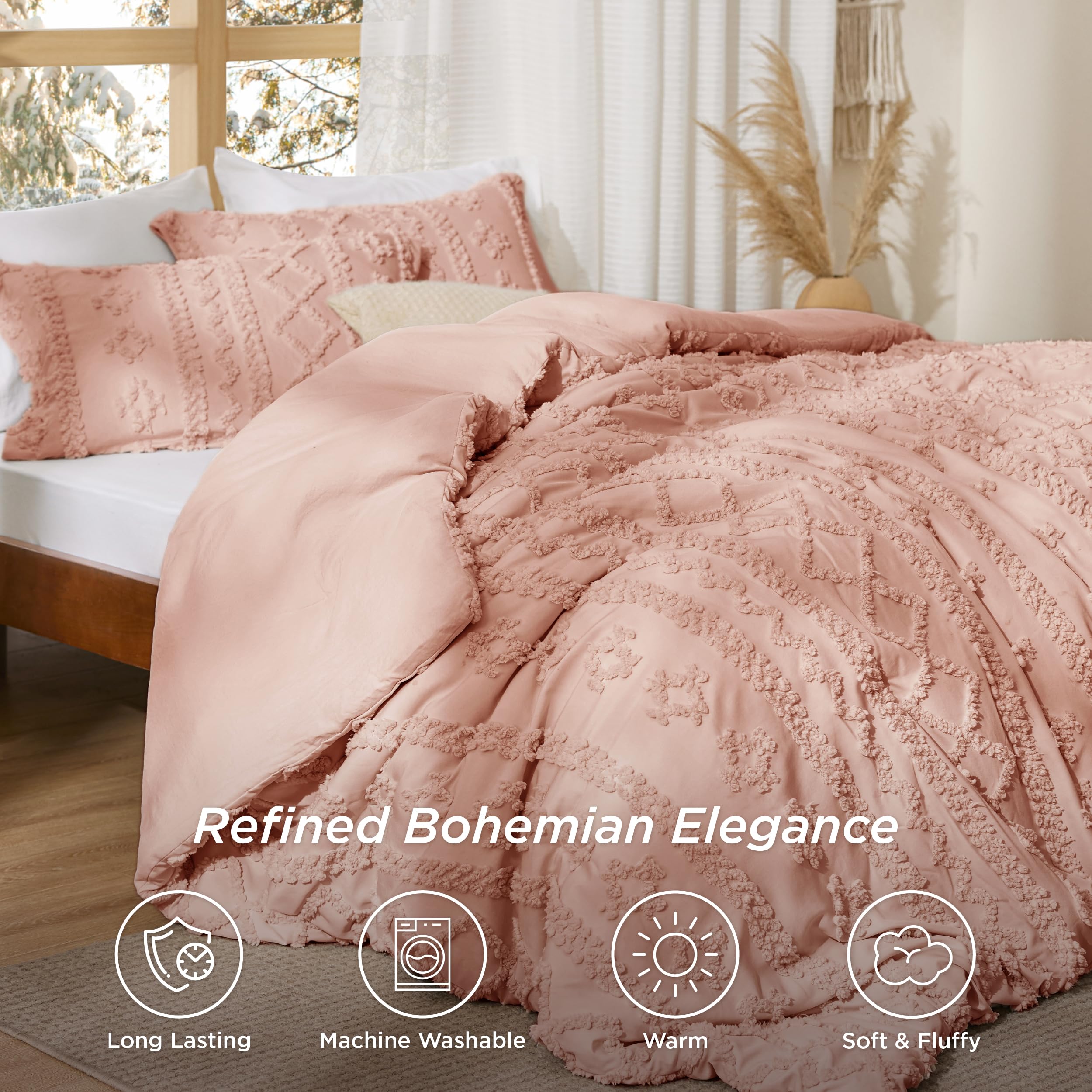 Foto 3 pulgar | Juego de Edredón Queen Bedsure Rosa 3 Piezas - Venta Internacional