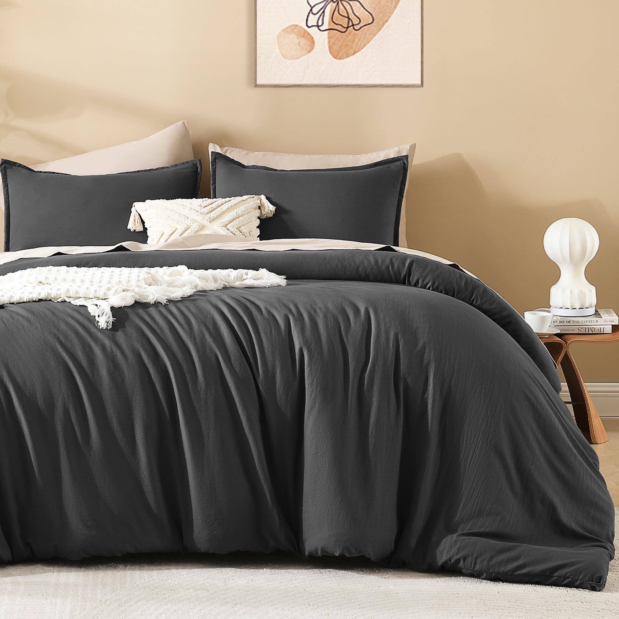 Foto 1 | Edredón Matrimonial con Fundas de Almohada Litanika Gris Oscuro 3 Piezas - Venta Internacional