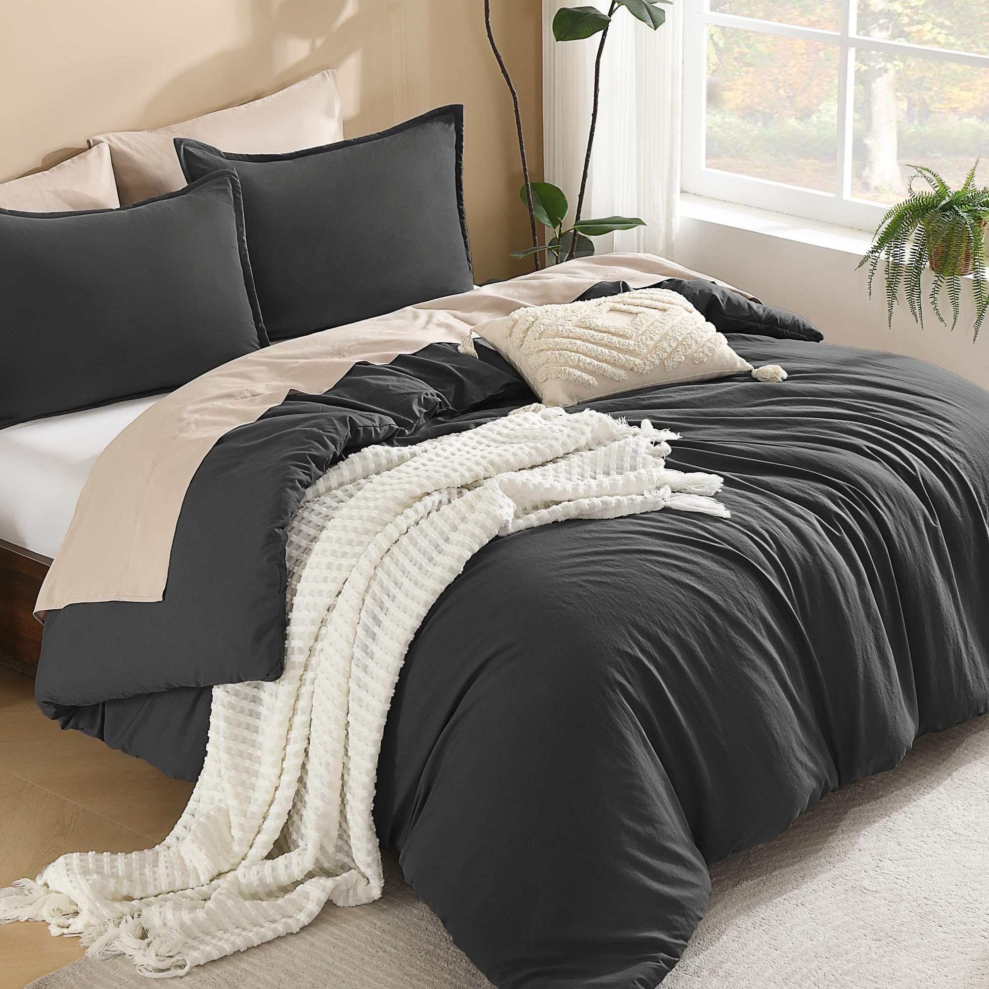 Foto 2 | Edredón Matrimonial con Fundas de Almohada Litanika Gris Oscuro 3 Piezas - Venta Internacional