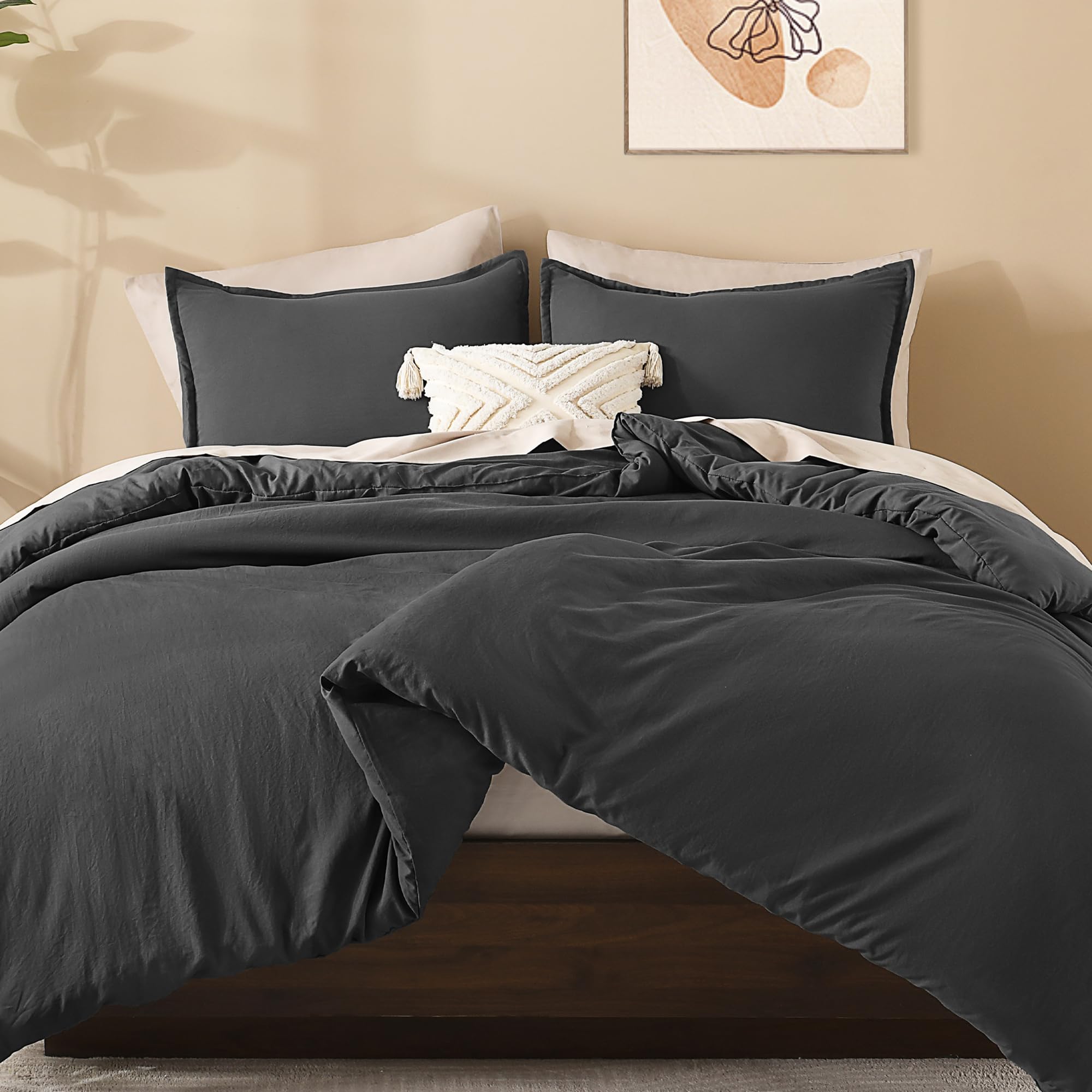 Foto 3 | Edredón Matrimonial con Fundas de Almohada Litanika Gris Oscuro 3 Piezas - Venta Internacional
