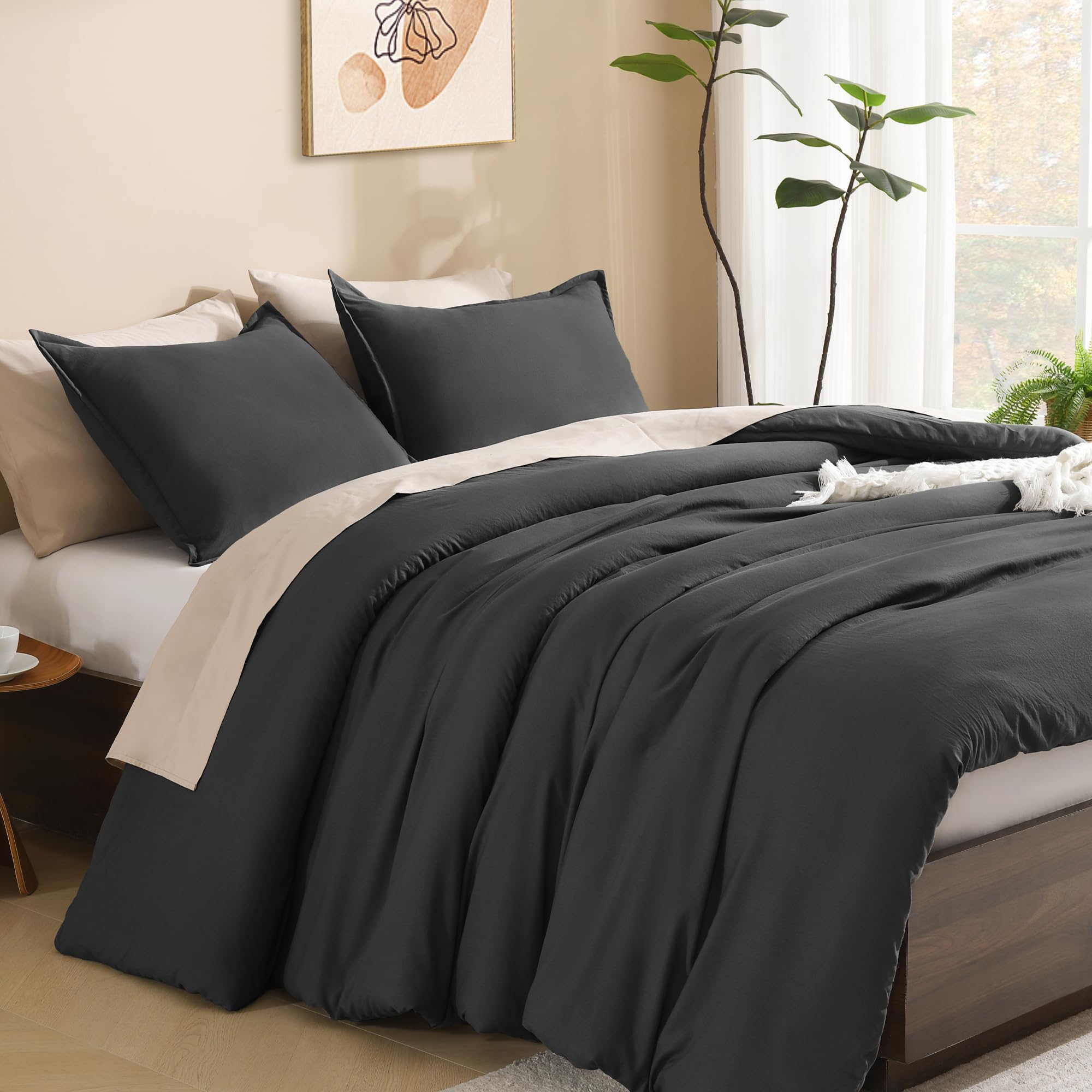 Foto 4 | Edredón Matrimonial con Fundas de Almohada Litanika Gris Oscuro 3 Piezas - Venta Internacional