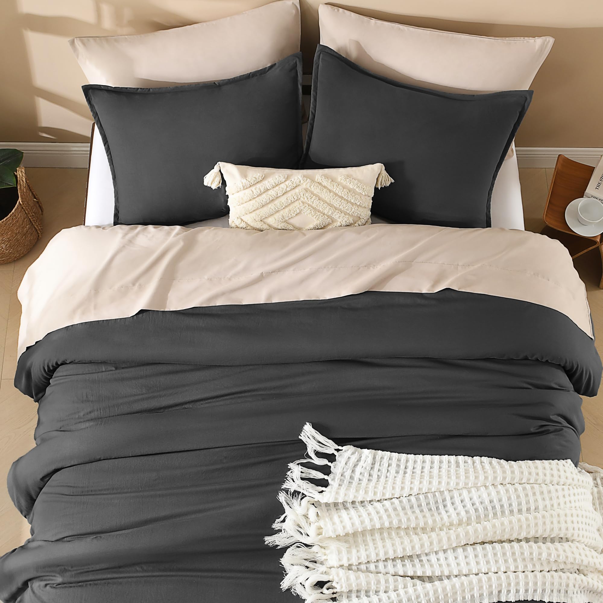 Foto 6 pulgar | Edredón Matrimonial con Fundas de Almohada Litanika Gris Oscuro 3 Piezas - Venta Internacional
