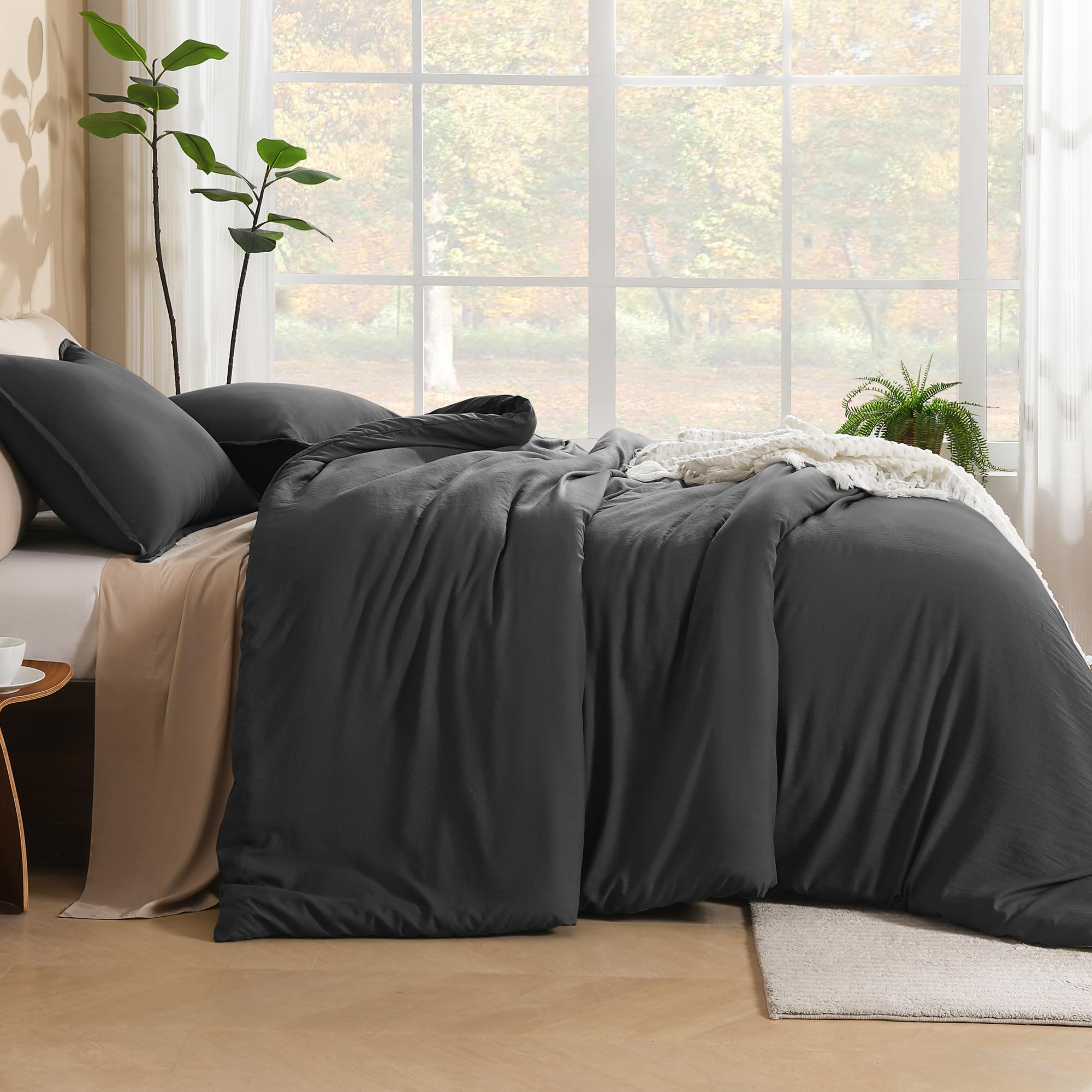 Foto 7 pulgar | Edredón Matrimonial con Fundas de Almohada Litanika Gris Oscuro 3 Piezas - Venta Internacional