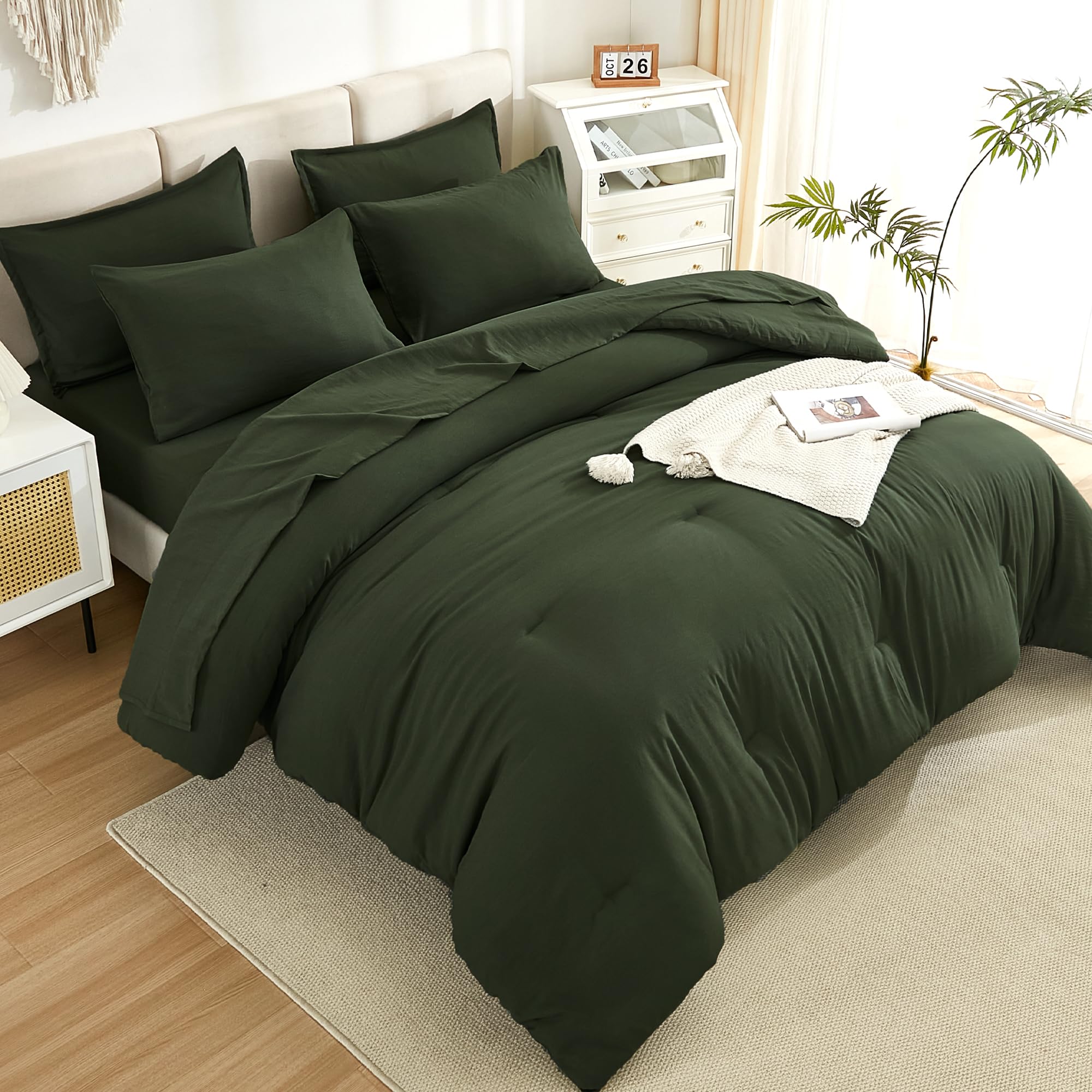 Foto 4 pulgar | Edredón King Size con Sábanas Litanika Verde 7 Piezas - Venta Internacional